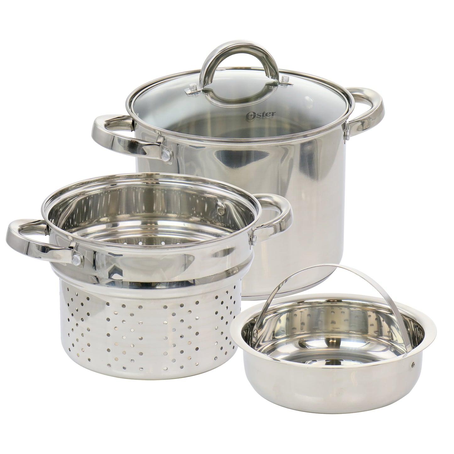 Oster Sangerfield 5 Quart Stainless Steel Pasta Pot w Steamer Insert & Basket