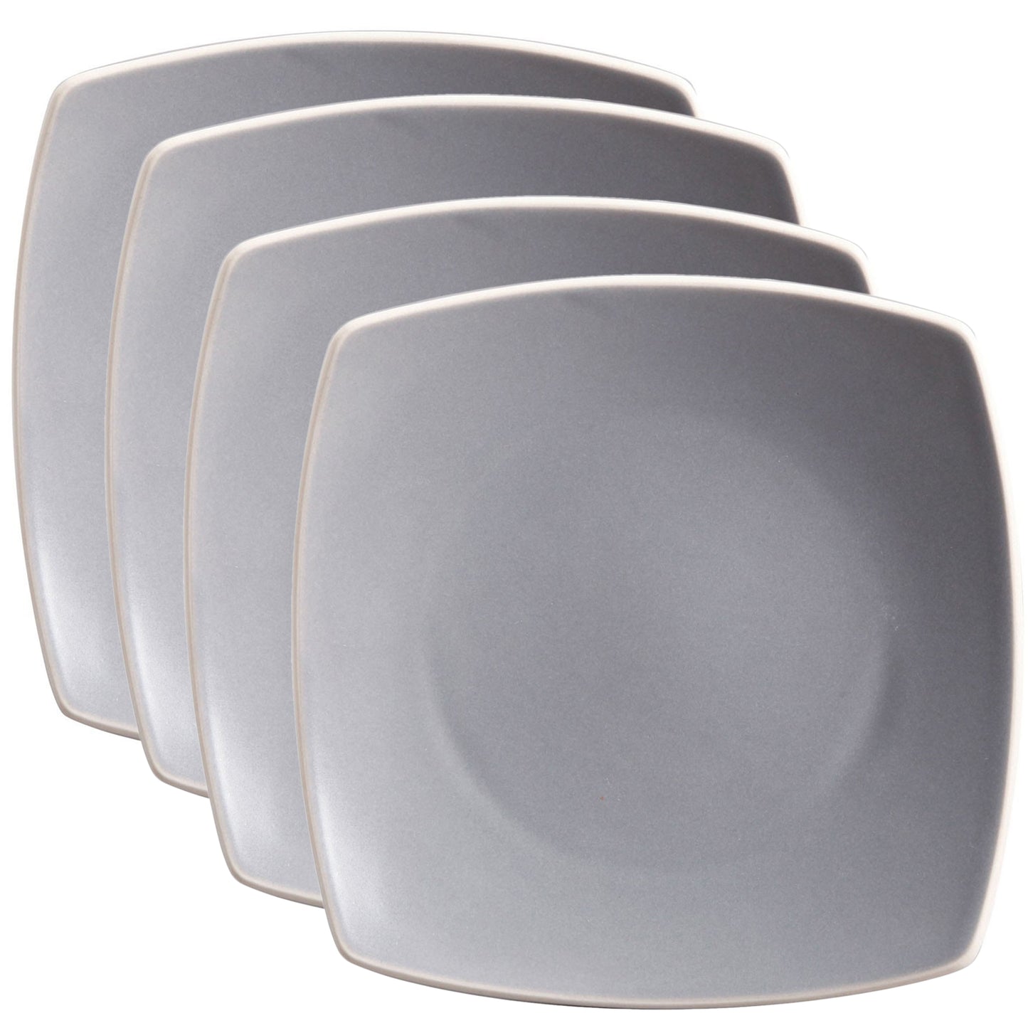 Hometrends Soho Lounge 4 Piece 7.4" Square Stoneware Salad Plate Set in Grey