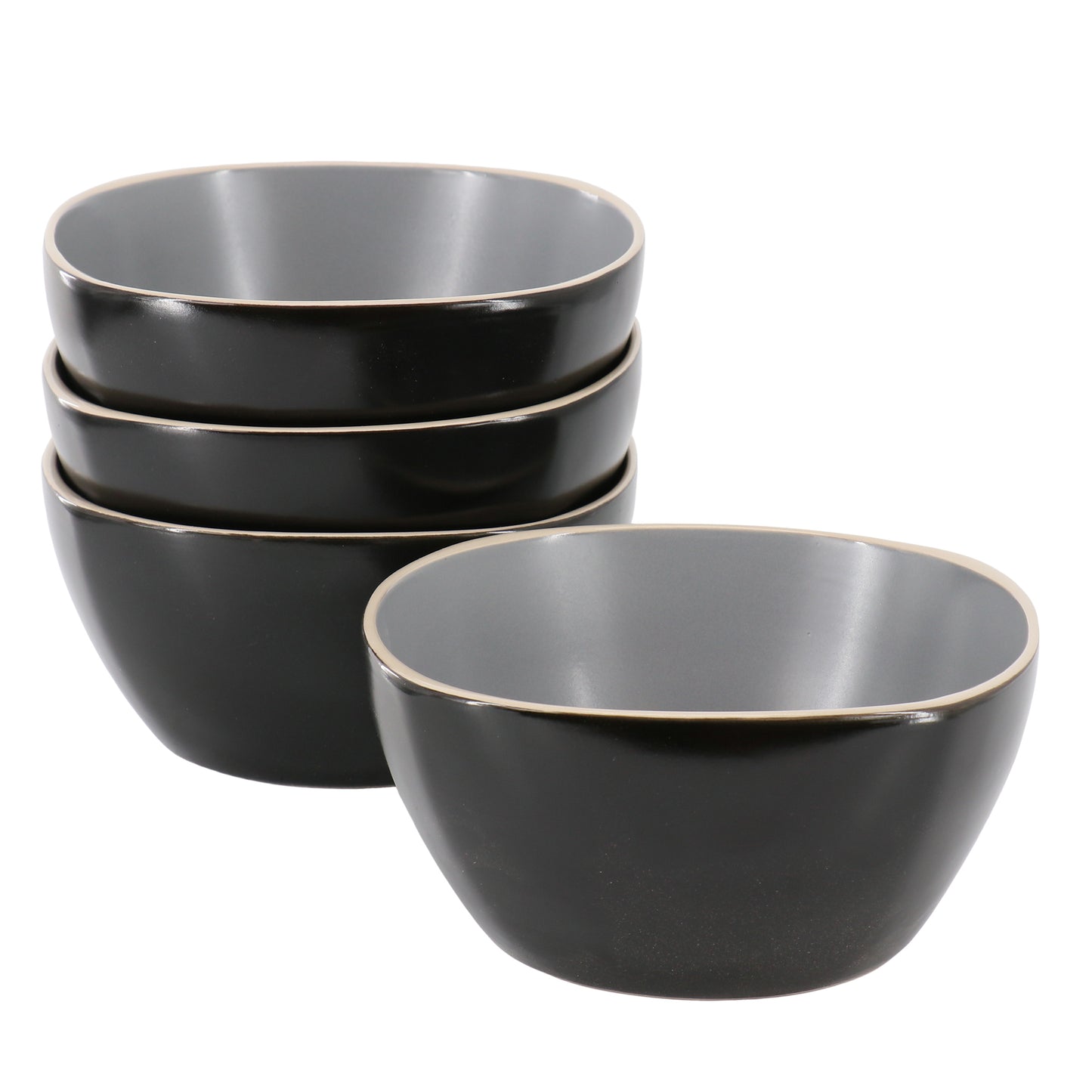 Hometrends Soho Lounge 4 Piece 6" Stoneware Bowl Set in Grey