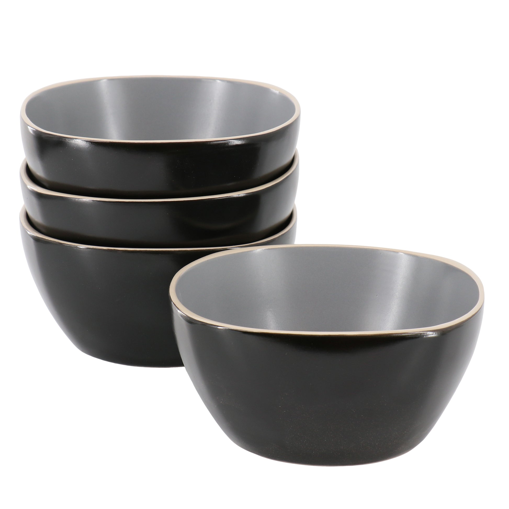 Hometrends Soho Lounge 4 Piece 6" Stoneware Bowl Set in Grey