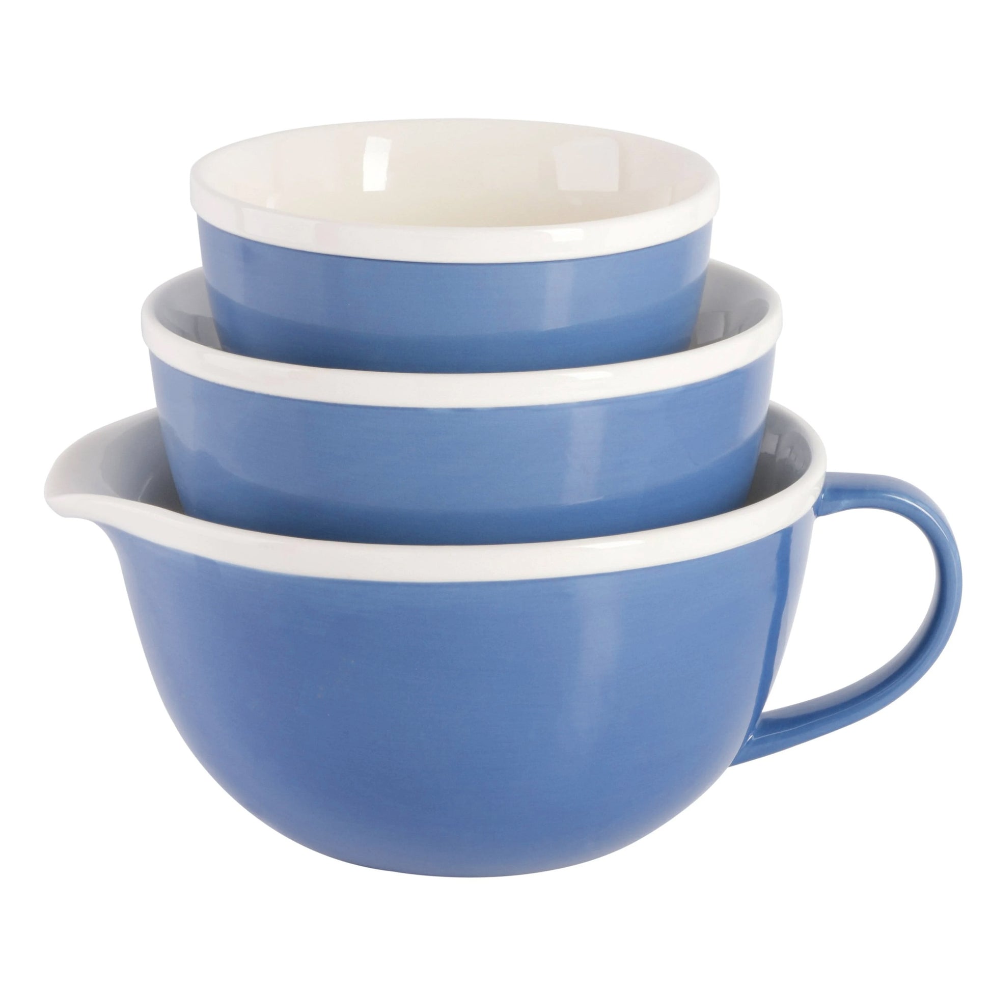 Gap Home 3 Piece Stoneware Two Tone Mixing Bowl Set in Light Blue