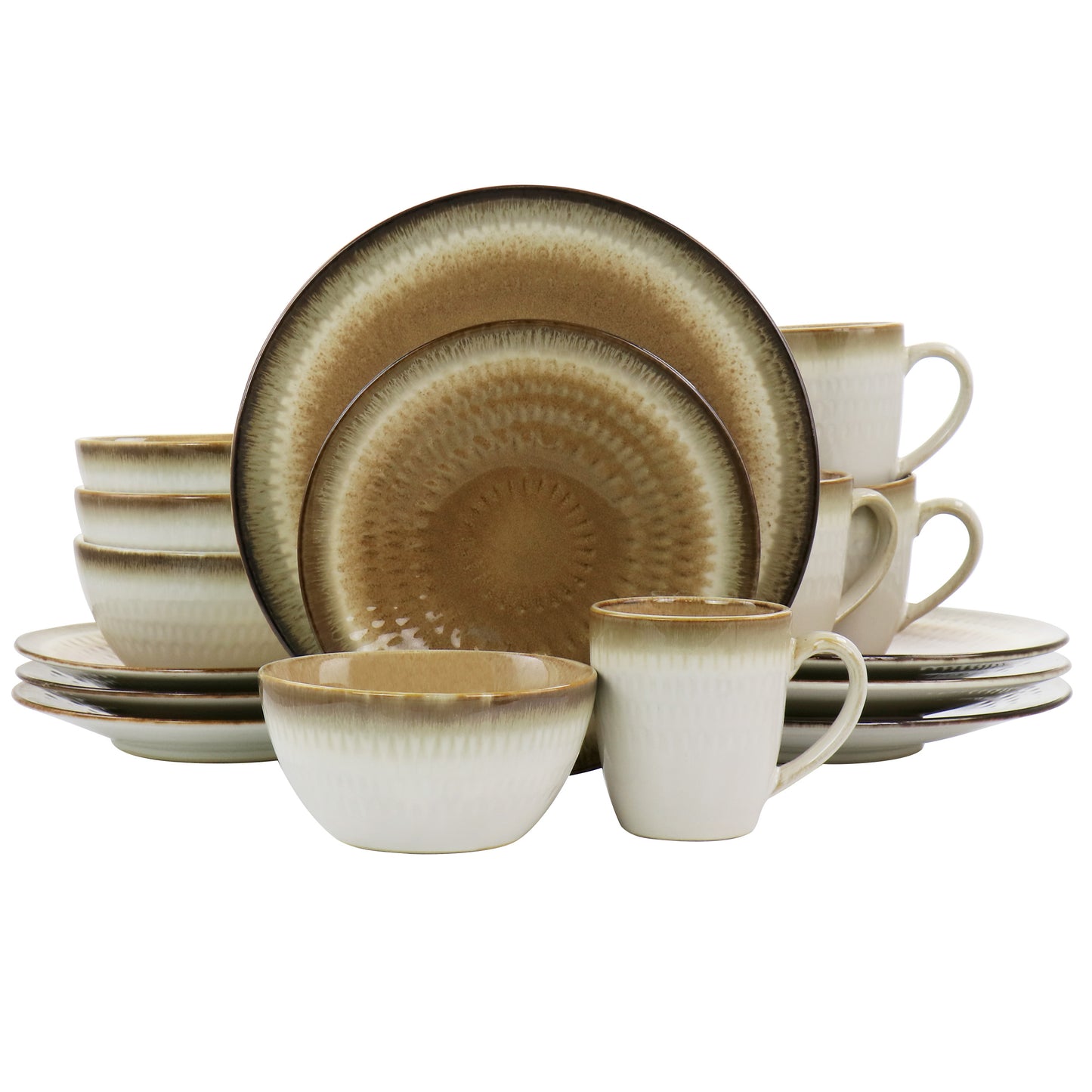 Gibson Elite Moonstruck 16 pc Ceramic Dinnerware Set in Brown