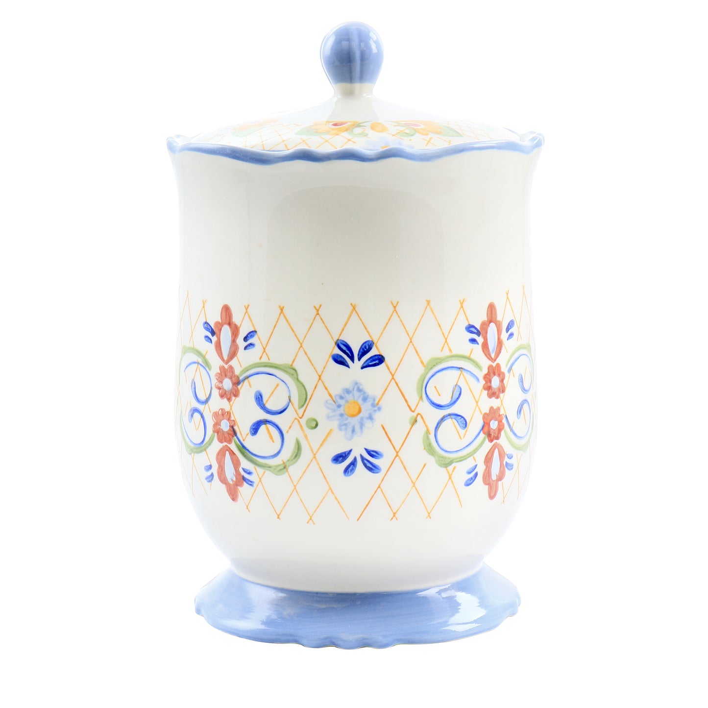 Laurie Gates California Designs Tierra 2.7 Quarts Hand Painted Stoneware Canist