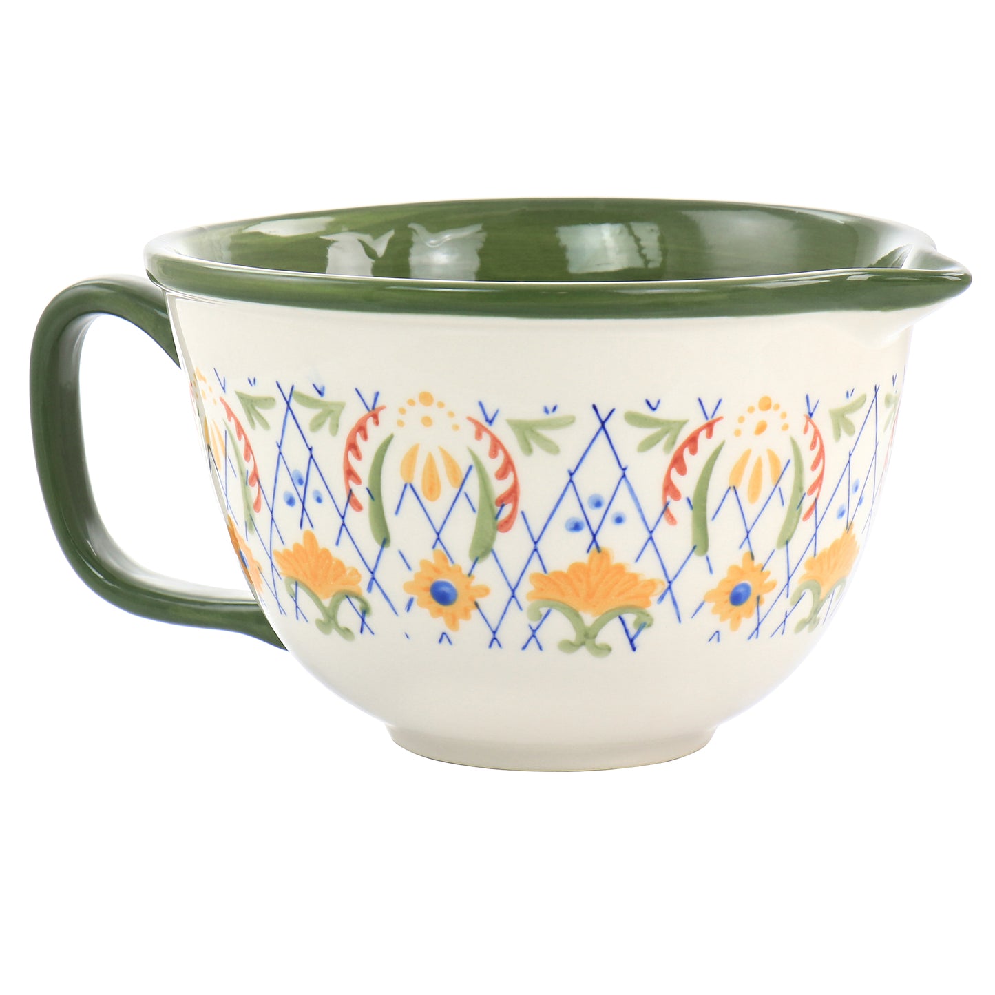 Laurie Gates Tierra 2 Qt Hand Painted Stoneware Batter Bowl in Green