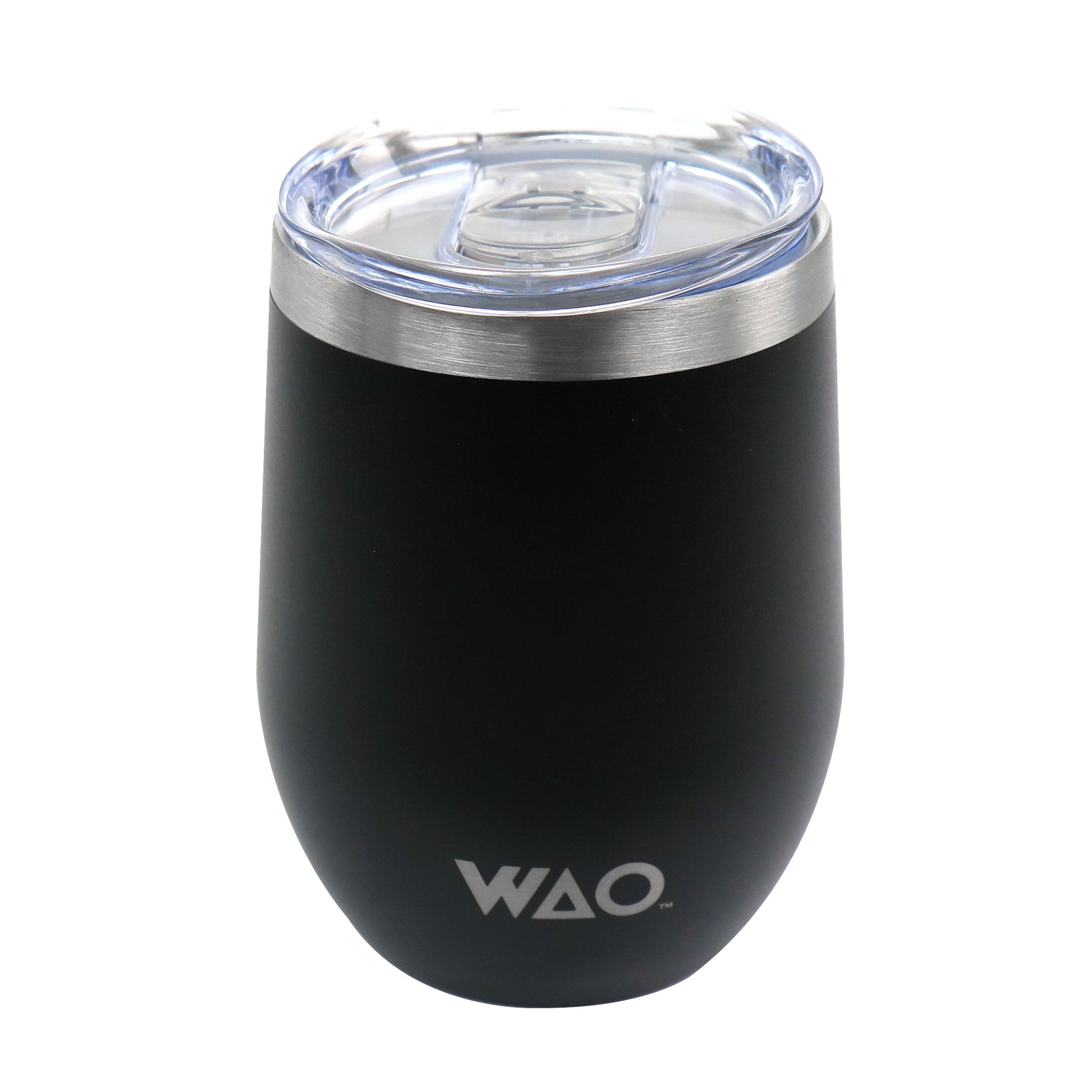 WAO 12 oz Thermal Wine Tumbler w Lid in Black