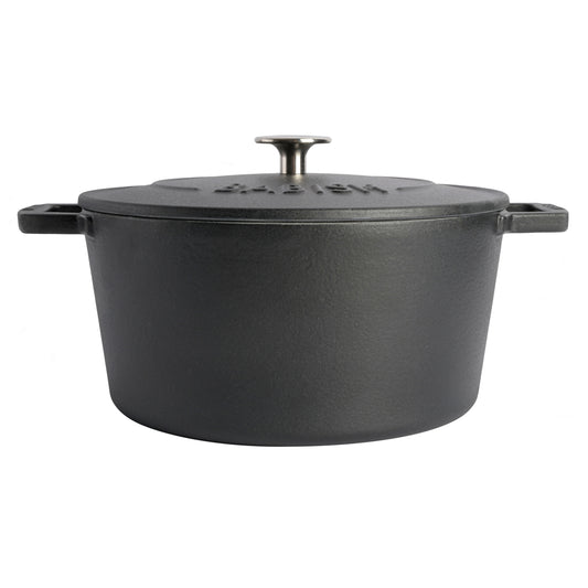 Babish 6 Qt Round Enameled Cast Iron Dutch Oven w Self-Basting Lid in Black