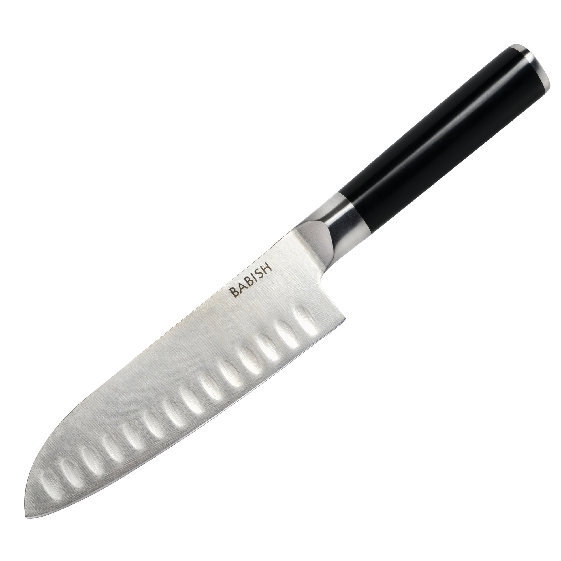 Babish 6.5" High-Carbon Stainless Steel Full Tang Santoku Knife in Black