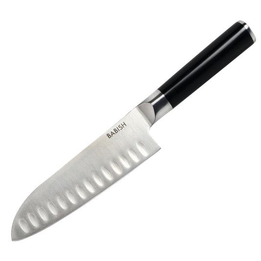 Babish 6.5" High-Carbon Stainless Steel Full Tang Santoku Knife in Black