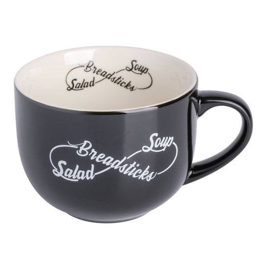Babish 17 oz Wide Fine Ceramic Breadstick Soup & Salad Mug in Black