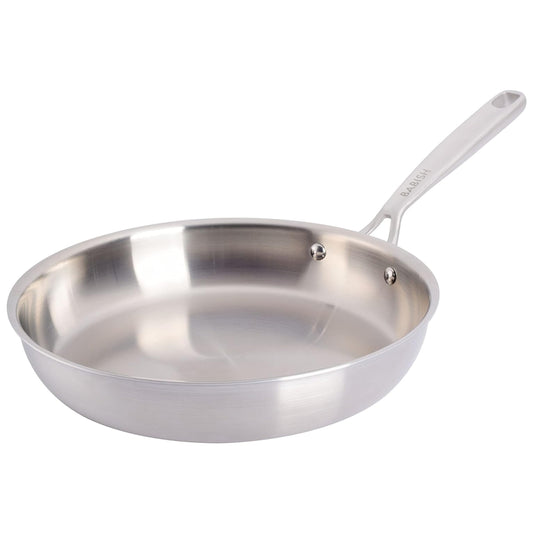 Babish 10" Stainless Steel Tri-Ply Double Riveted Fry Pan in Silver
