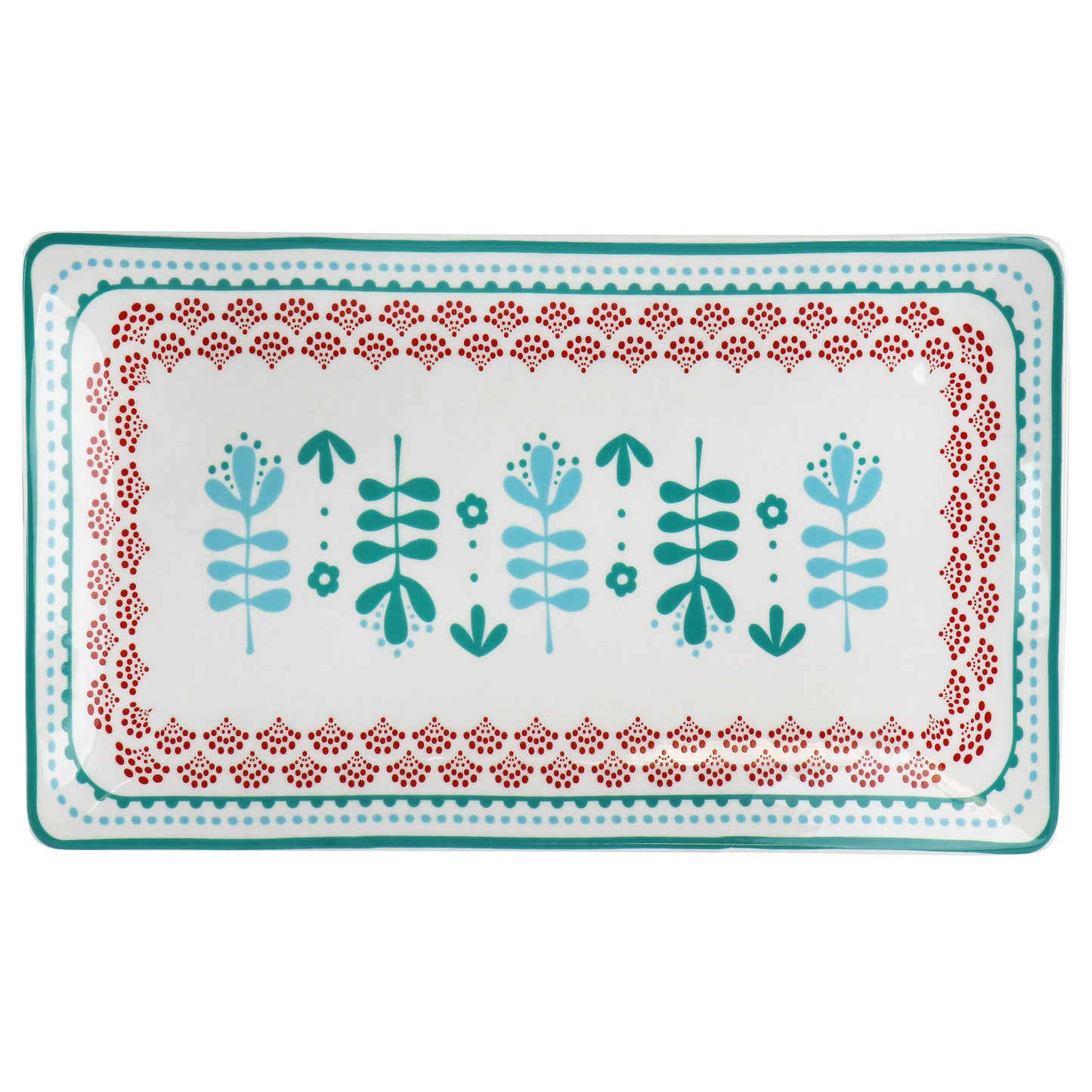 Gibson Home Village Vines 10.6" Fine Ceramic Rectangular Platter in Multi