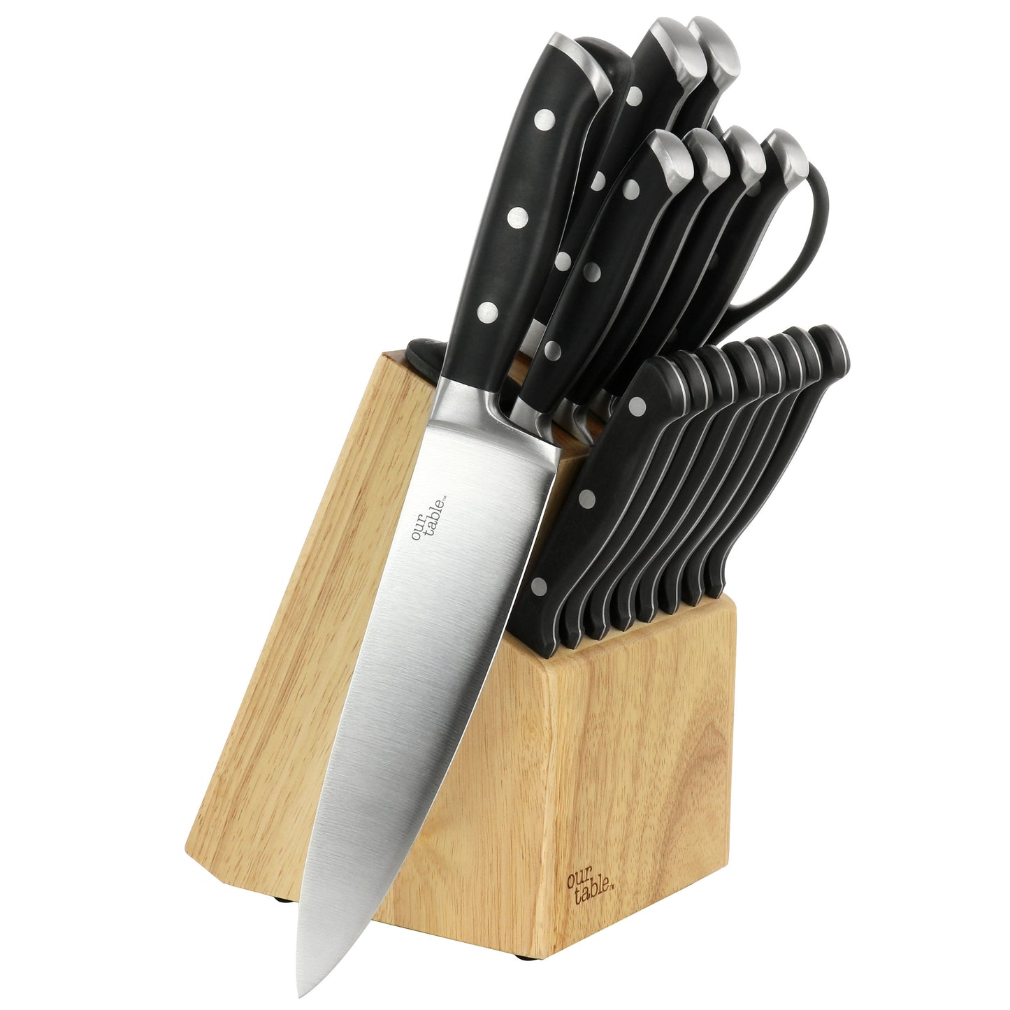 Our Table 18 Piece Stainless Steel Forged Triple Riveted Cutlery Block Set in Bl