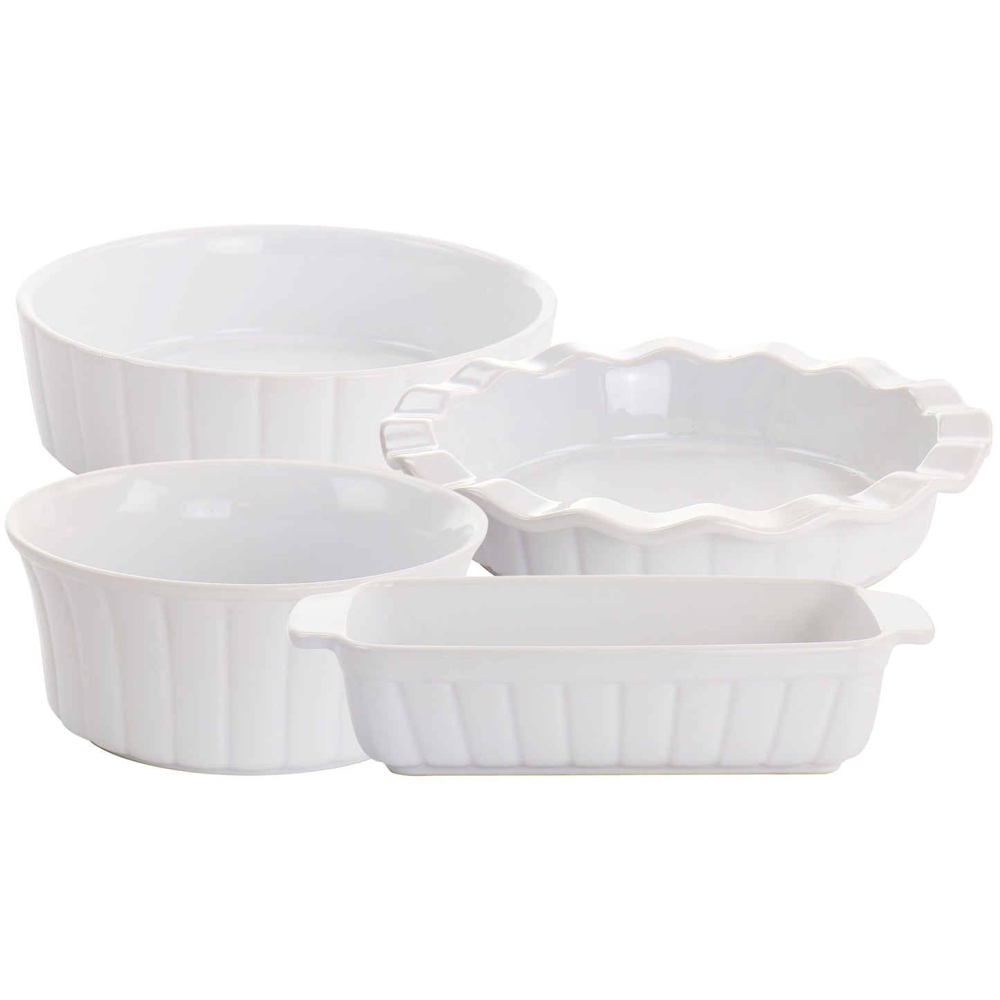 Gibson Elite Stoneware Gracious Dining 4 Piece Bakeware Set White