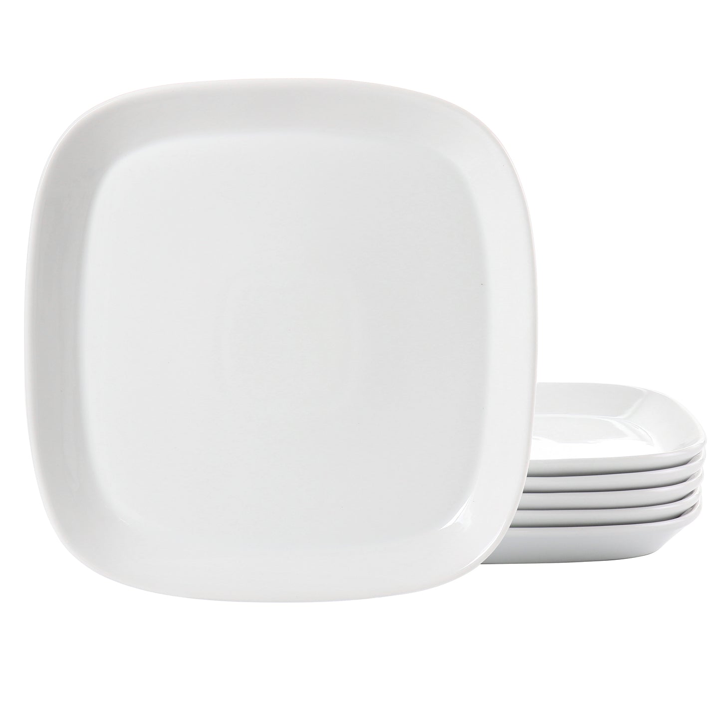 Our Table Simply White 6 Piece 10" Square Fine Ceramic Dinner Plate Set in White