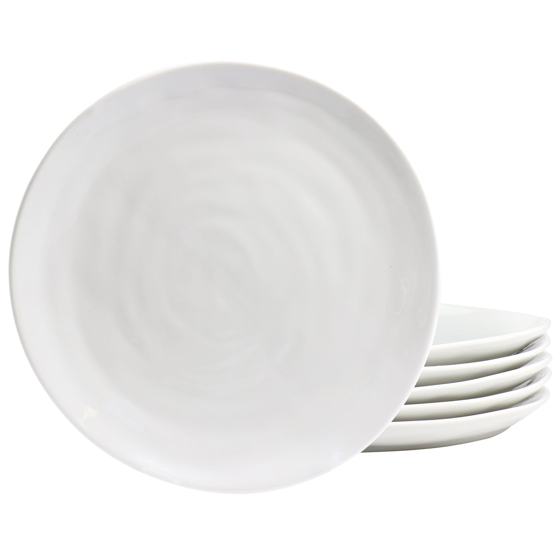 Our Table Simply White 6 Piece 8.75" Organic Round Porcelain Salad Plate Set Whi
