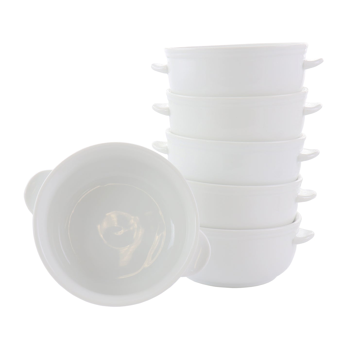 Our Table Simply White 6 Piece 5.5" Porcelain Double Handle Bistro Bowl Set