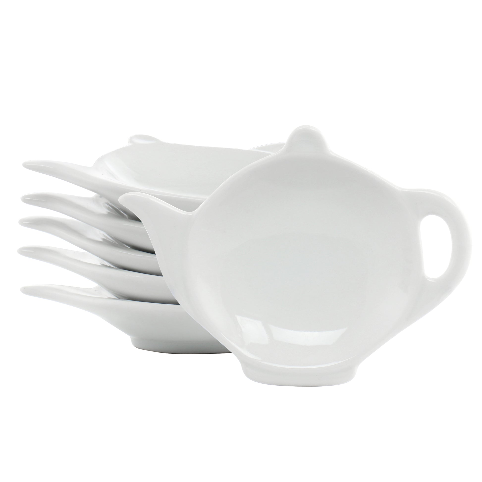 Our Table Simply White 6 Piece Teapot Ceramic Tea Bag Caddy Dish Set in White