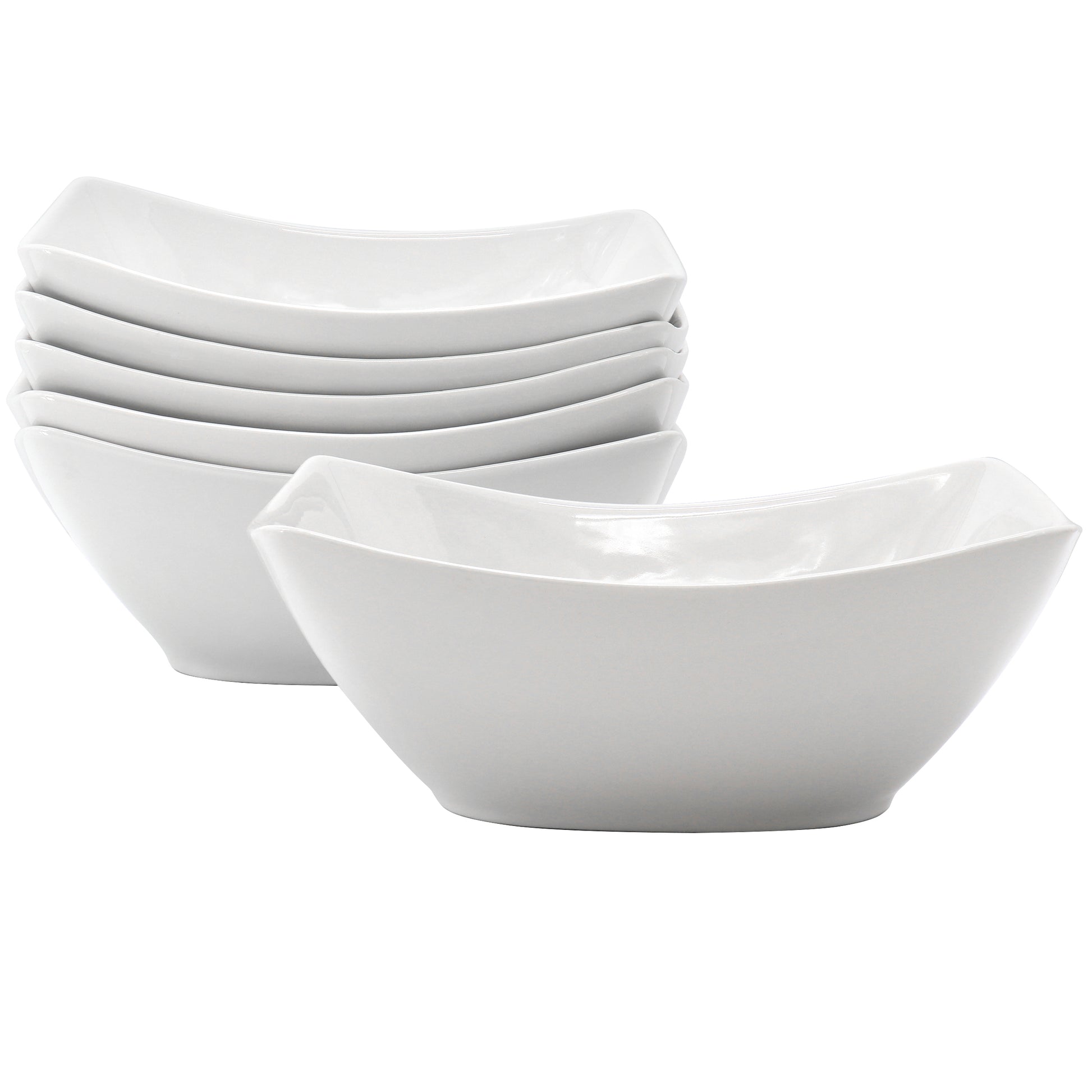 Our Table Simply White 6 Piece 7" Rectangular Porcelain Bowl Set White