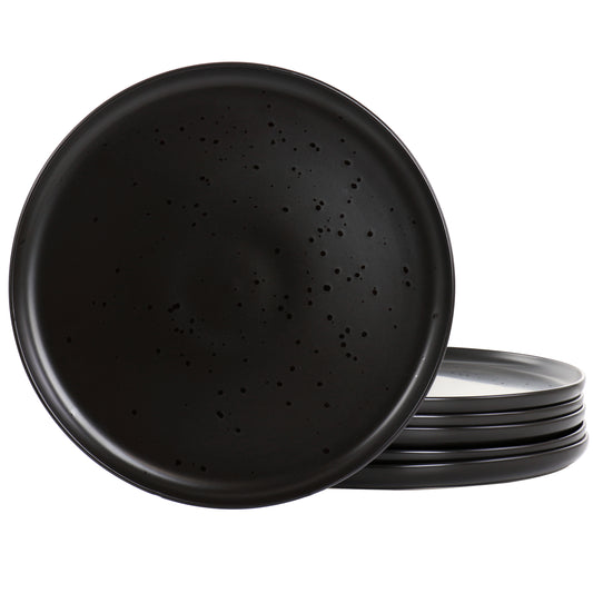 Studio 3B Mio 6 Piece 10.5" Round Stoneware Dinner Plate Set in Pepper