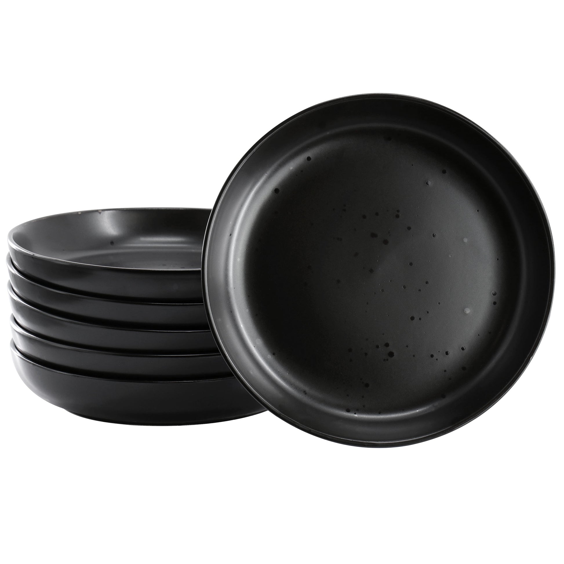 Our Table Landon 6 Piece 7.5" Stoneware Pasta Bowl Set in Pepper Black