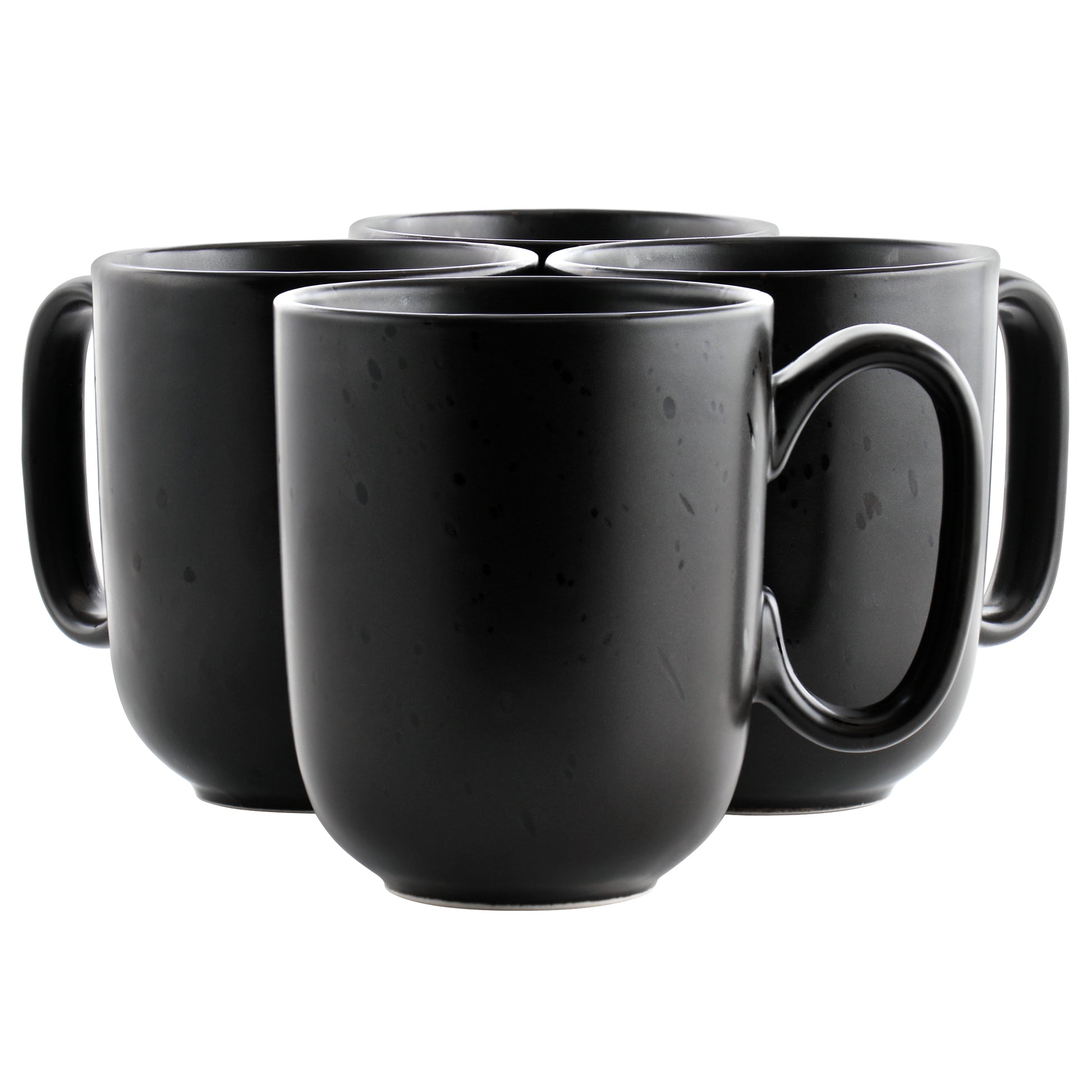 Our Table Landon 4 Piece 15 oz Round Stoneware Mug Set in Pepper