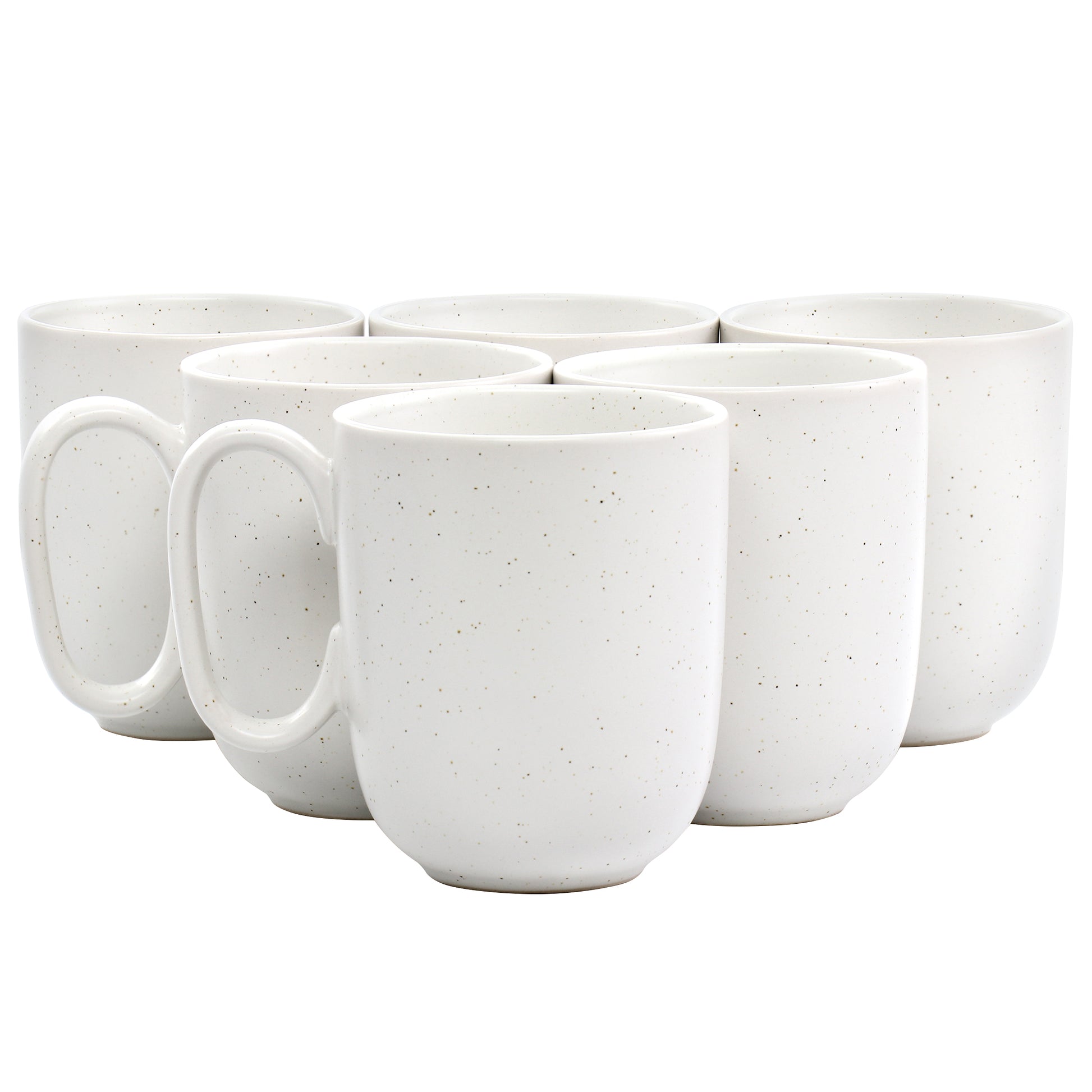 Studio 3B Mio 6 Piece 15 oz Round Stoneware Mug Set in Sea Salt White