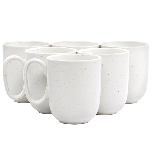 Studio 3B Mio 6 Piece 15 oz Round Stoneware Mug Set in Sea Salt White