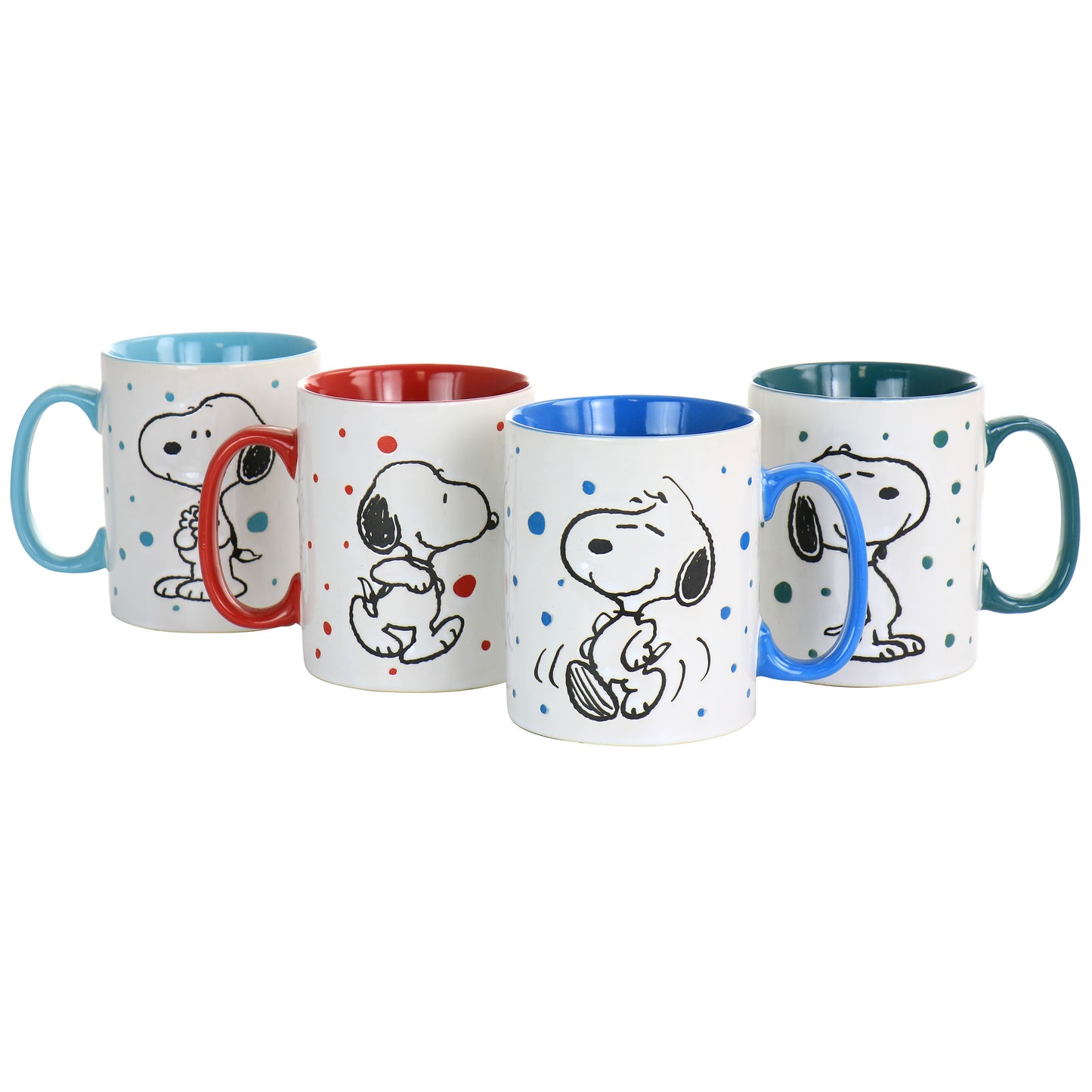 Gibson Peanuts Freckled Joy 15oz Stoneware 4 Piece Mug Set Assorted Designs