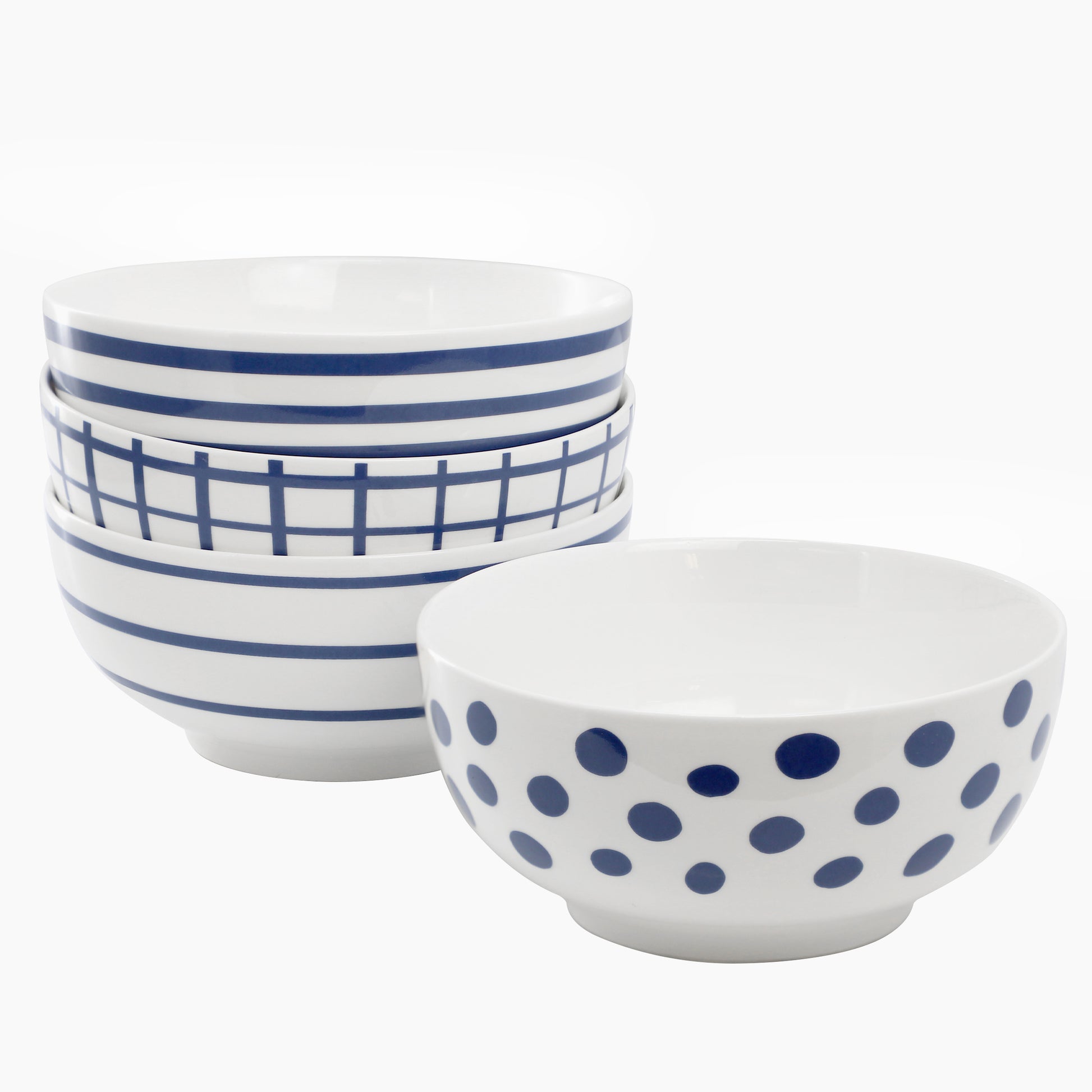 Gap Home 4 Piece 6" Round Fine Ceramic Bowls Set in Assorted Blue