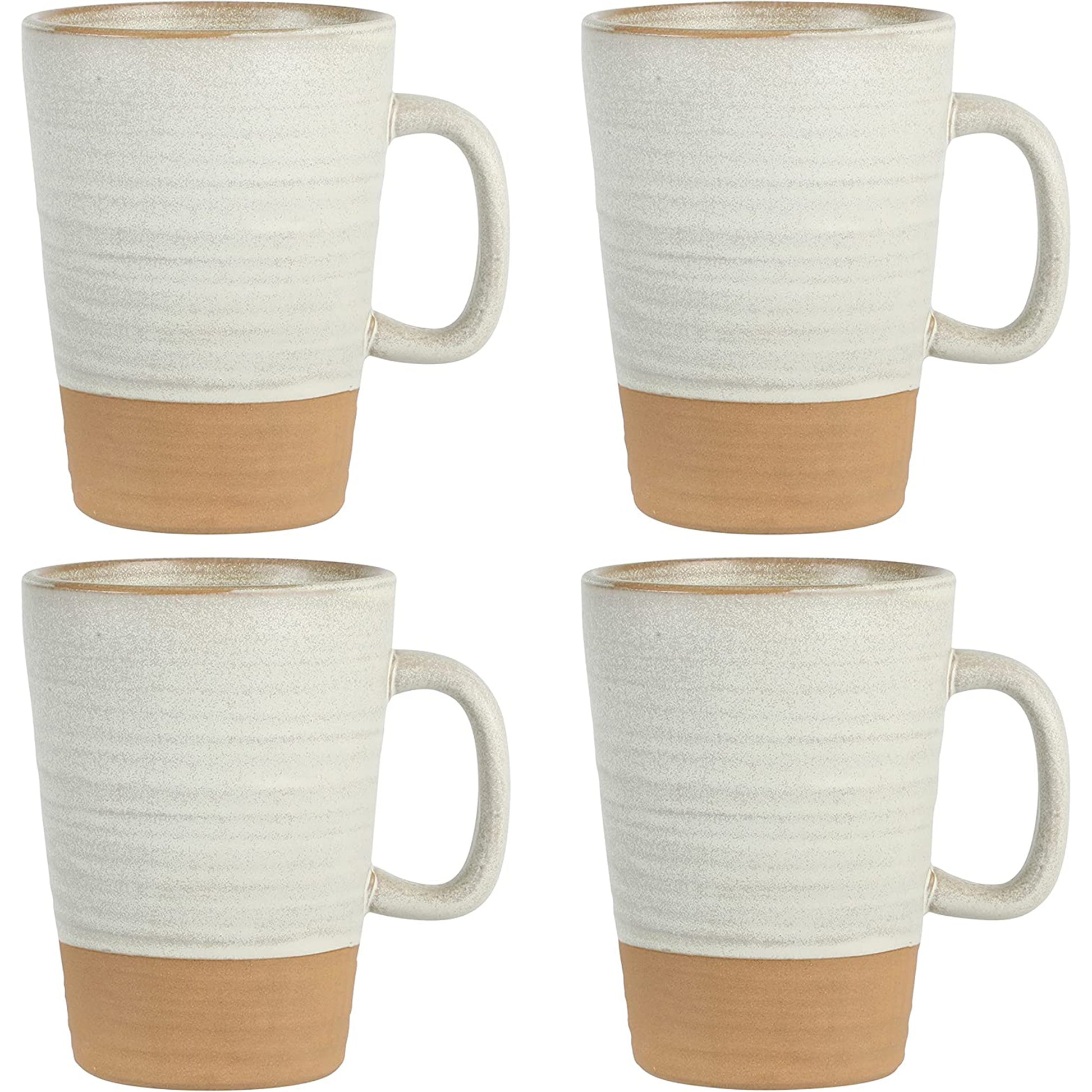Gibson Elite Dreamweaver 4 Piece 17 oz Round Earthenware Mug Set in Sand Cream