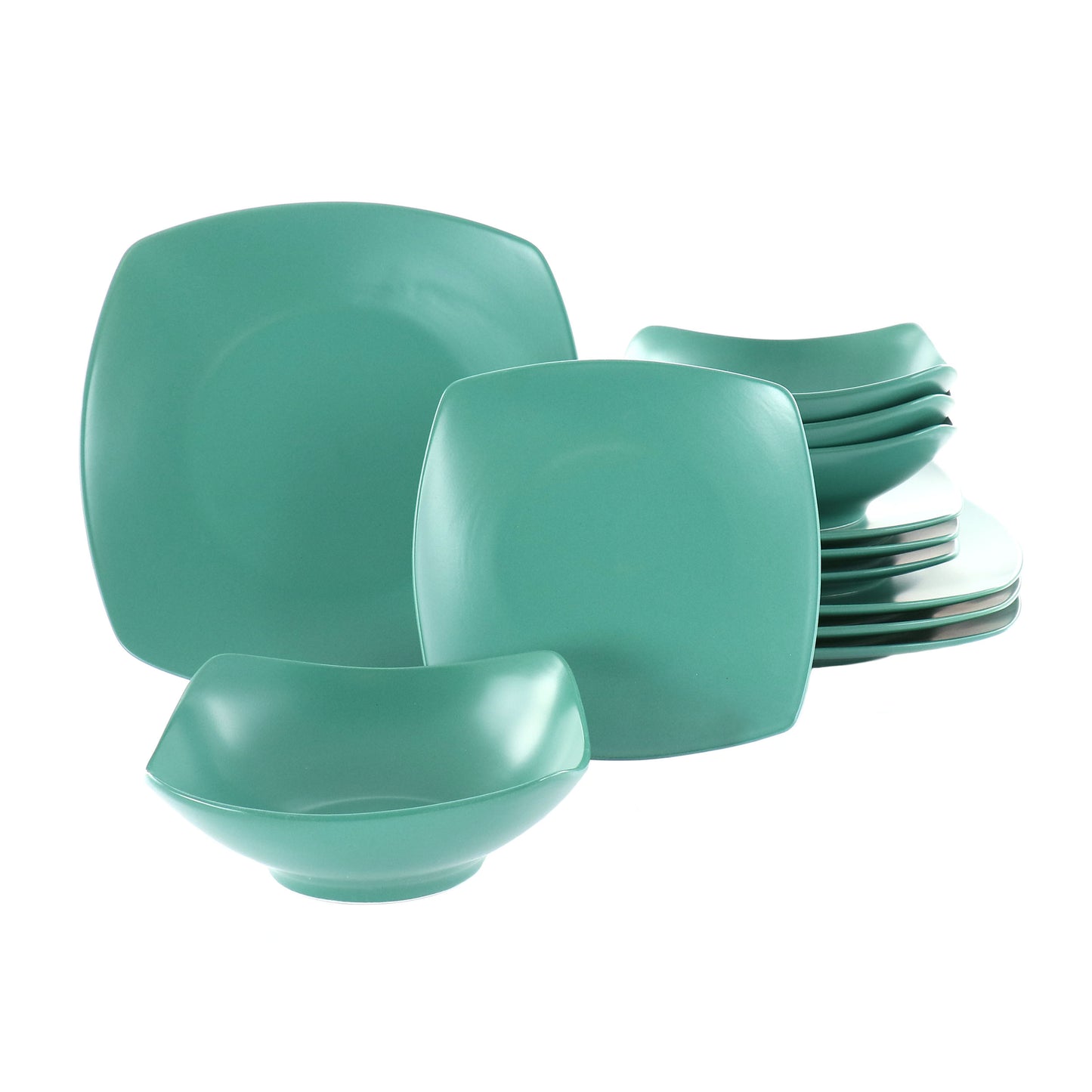Gibson Home Zen Buffetware 12 Piece Fine Ceramic Dinnerware Set In Matte Green