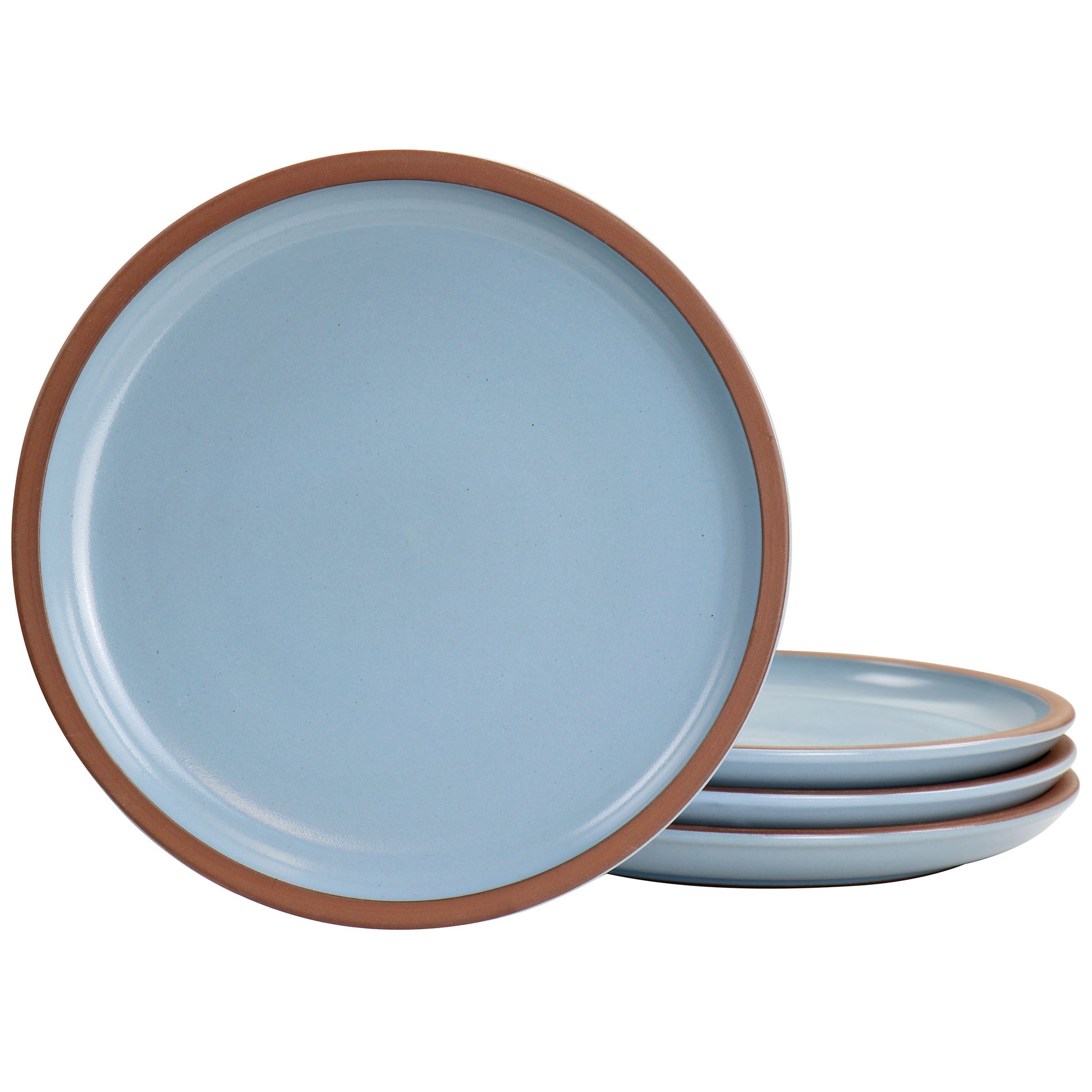 Gibson Elite Dumont 4 Piece Terracotta 10.8" Dinner Plate Set in Light Blue