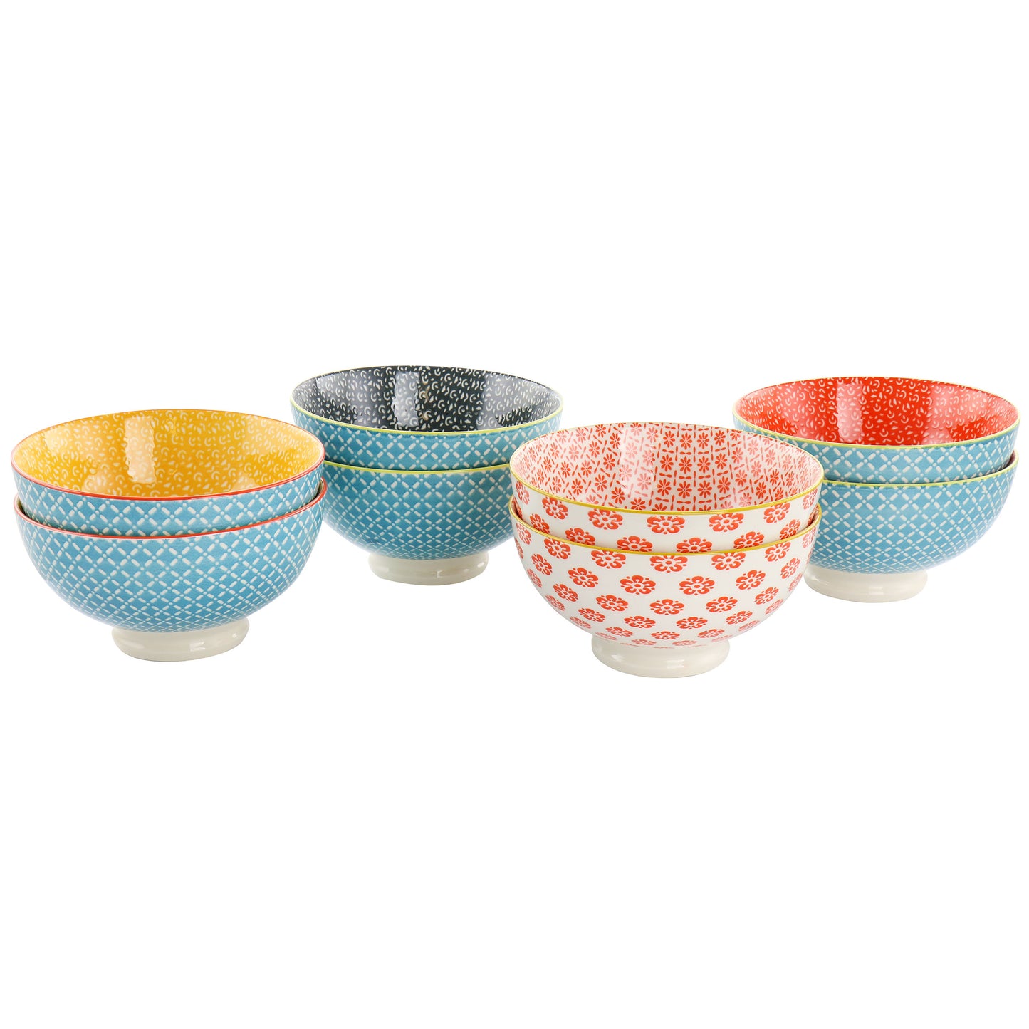 Gibson Home 8 Piece 6" Stoneware Cereal Bowl Set Assorted Designs