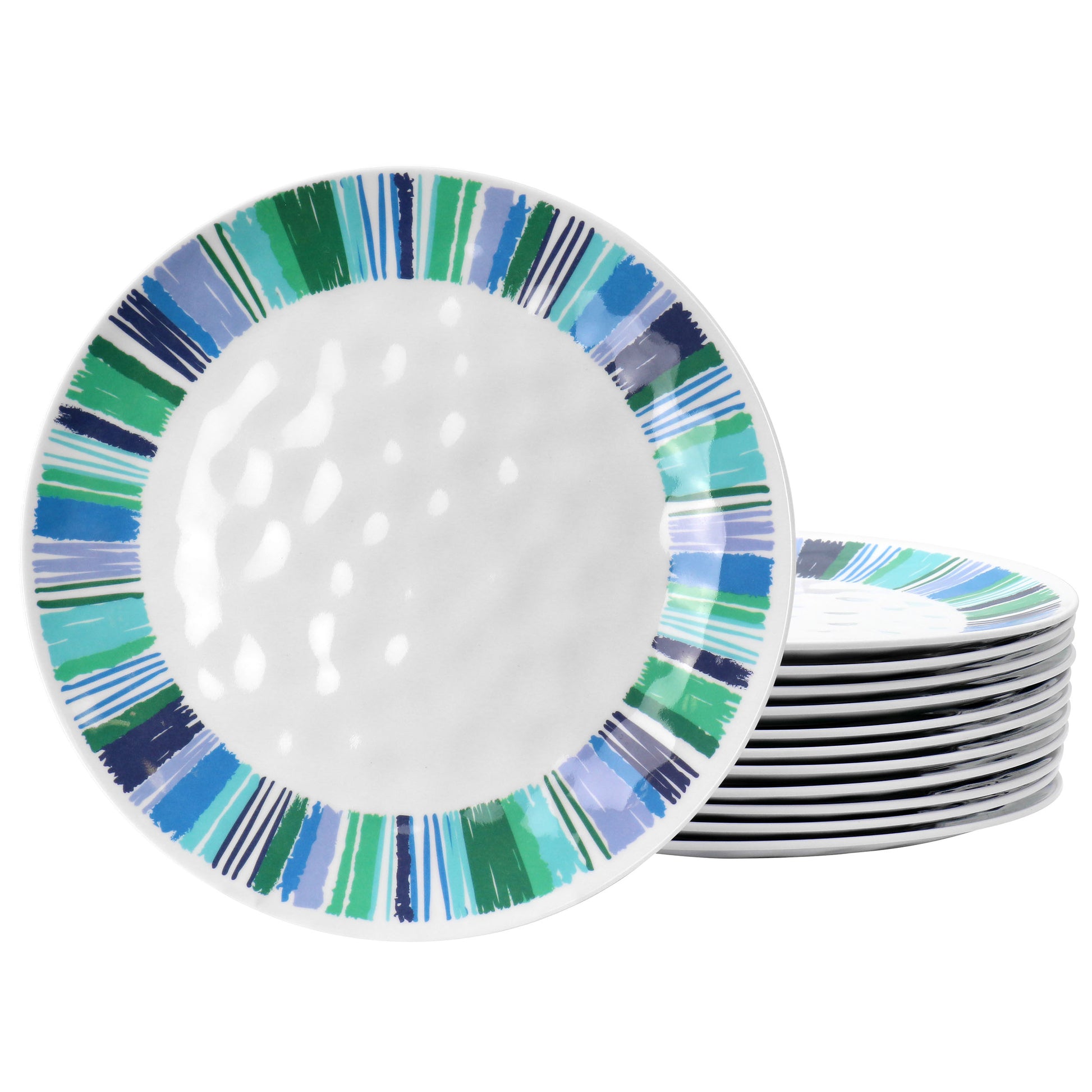 Gibson Home Tropical Sway Orleans 12 Piece 9" Melamine Dessert Plate Set in Blu
