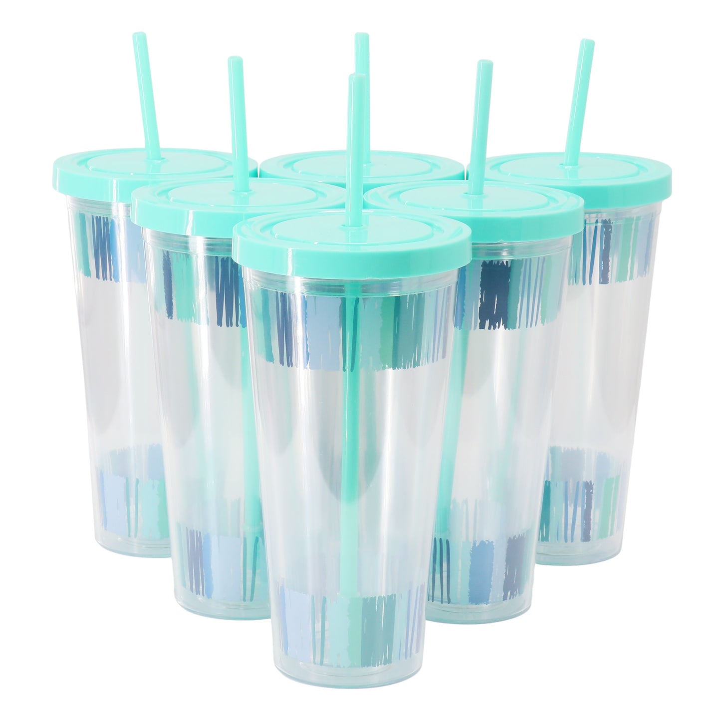 Gibson Home Tropical Sway Orleans 6 Pc 24 Oz Double Wall Plastic Tumbler Set w L