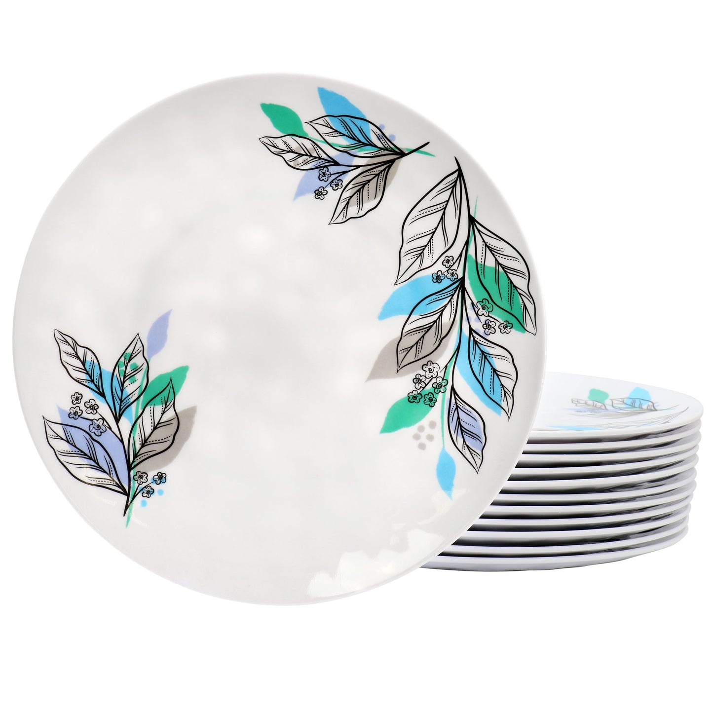 Gibson Home Tropical Sway Vineyard 12 Piece 11" Melamine Dinner Plate Set in Blu
