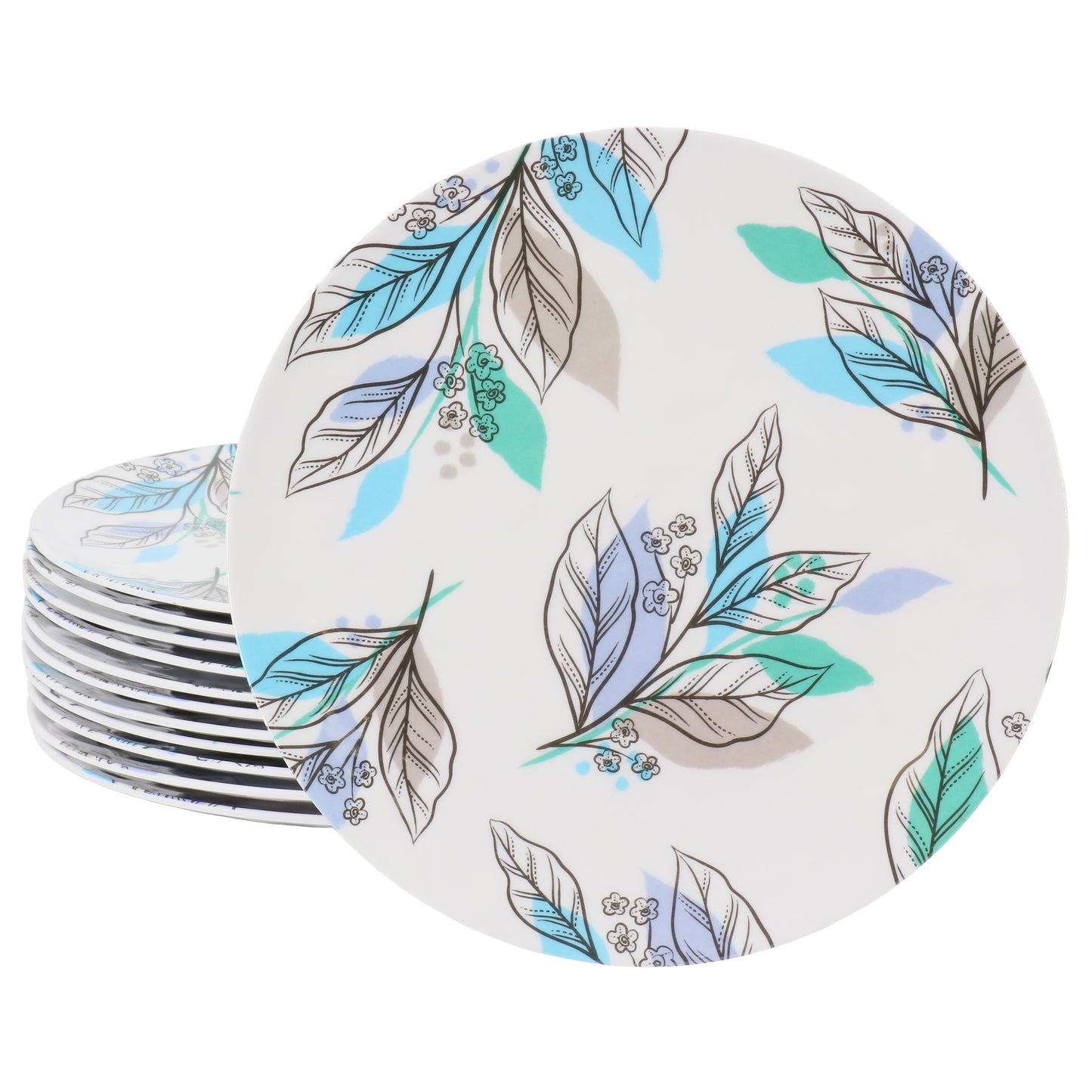 Gibson Home Tropical Sway Vineyard 12 Piece 9" Round Melamine Dessert Plate Set