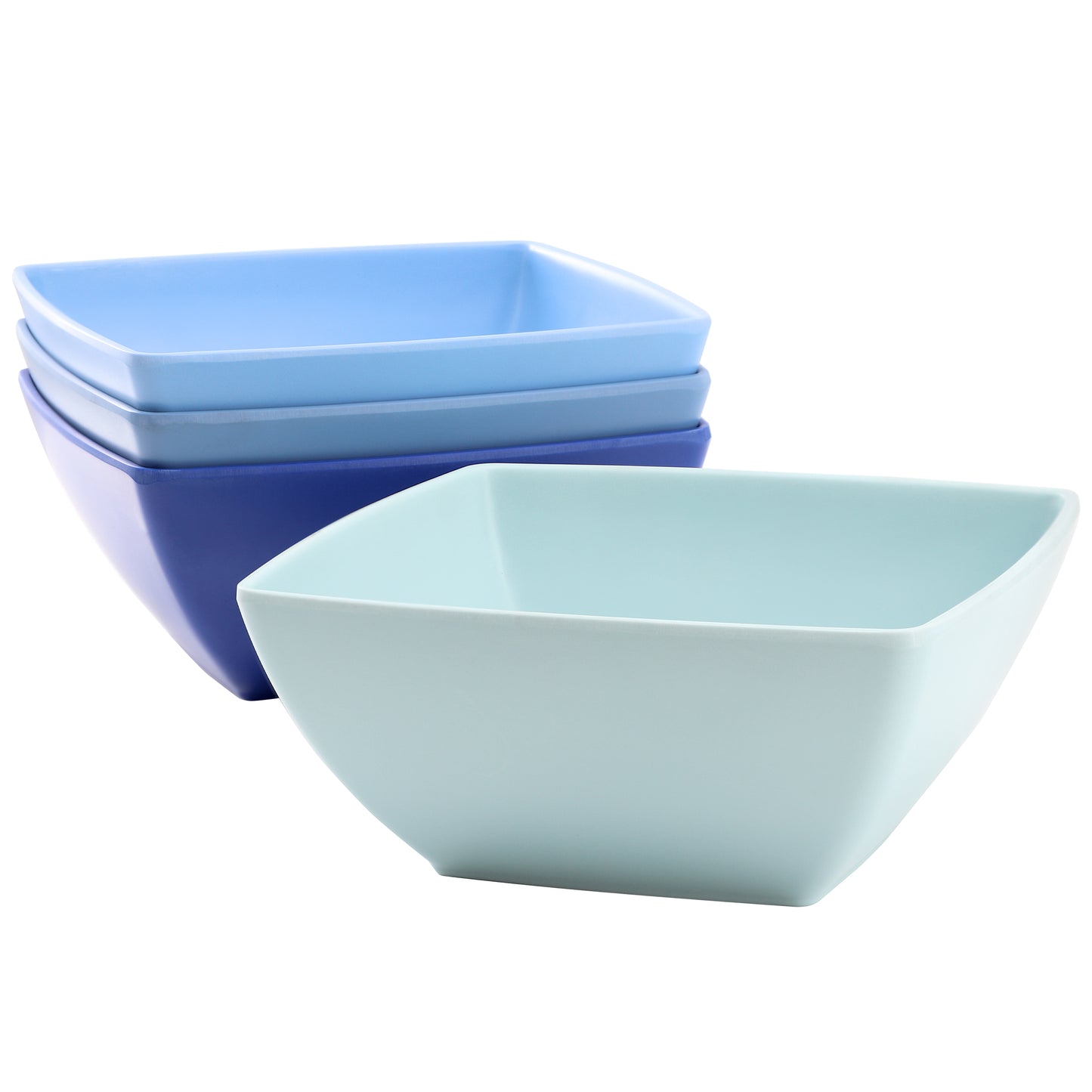 Gibson Home Grayson 4 Piece 6" Square Melamine Dinner Bowl Set in Assorted Blue