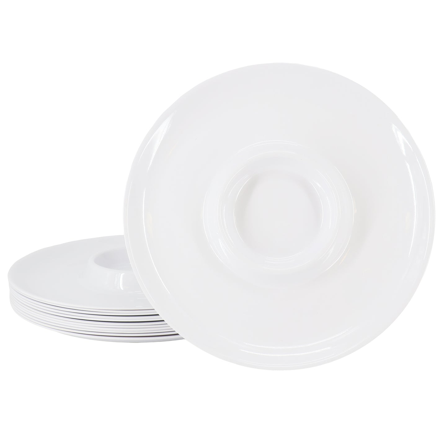 Gibson Home Grayson 12 Piece 12" Round Melamine Chip & Dip Platter Set in White