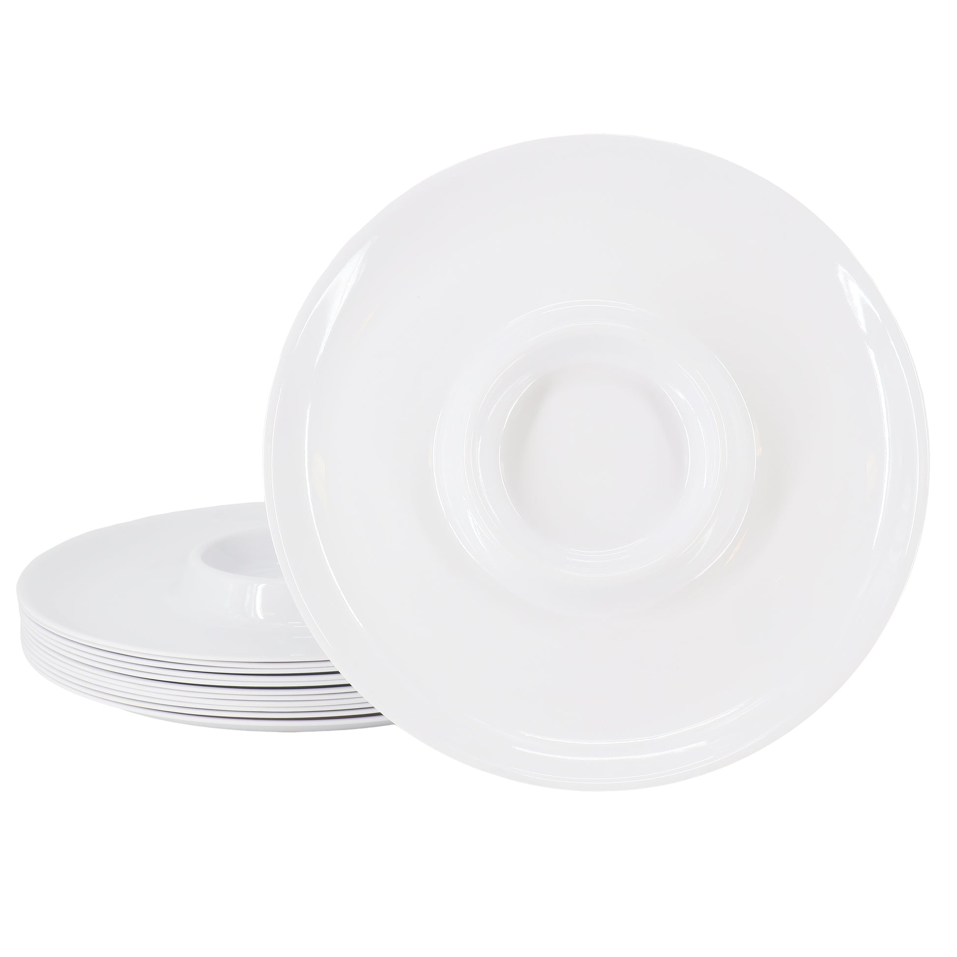 Gibson Home Grayson 12 Piece 12" Round Melamine Chip & Dip Platter Set in White