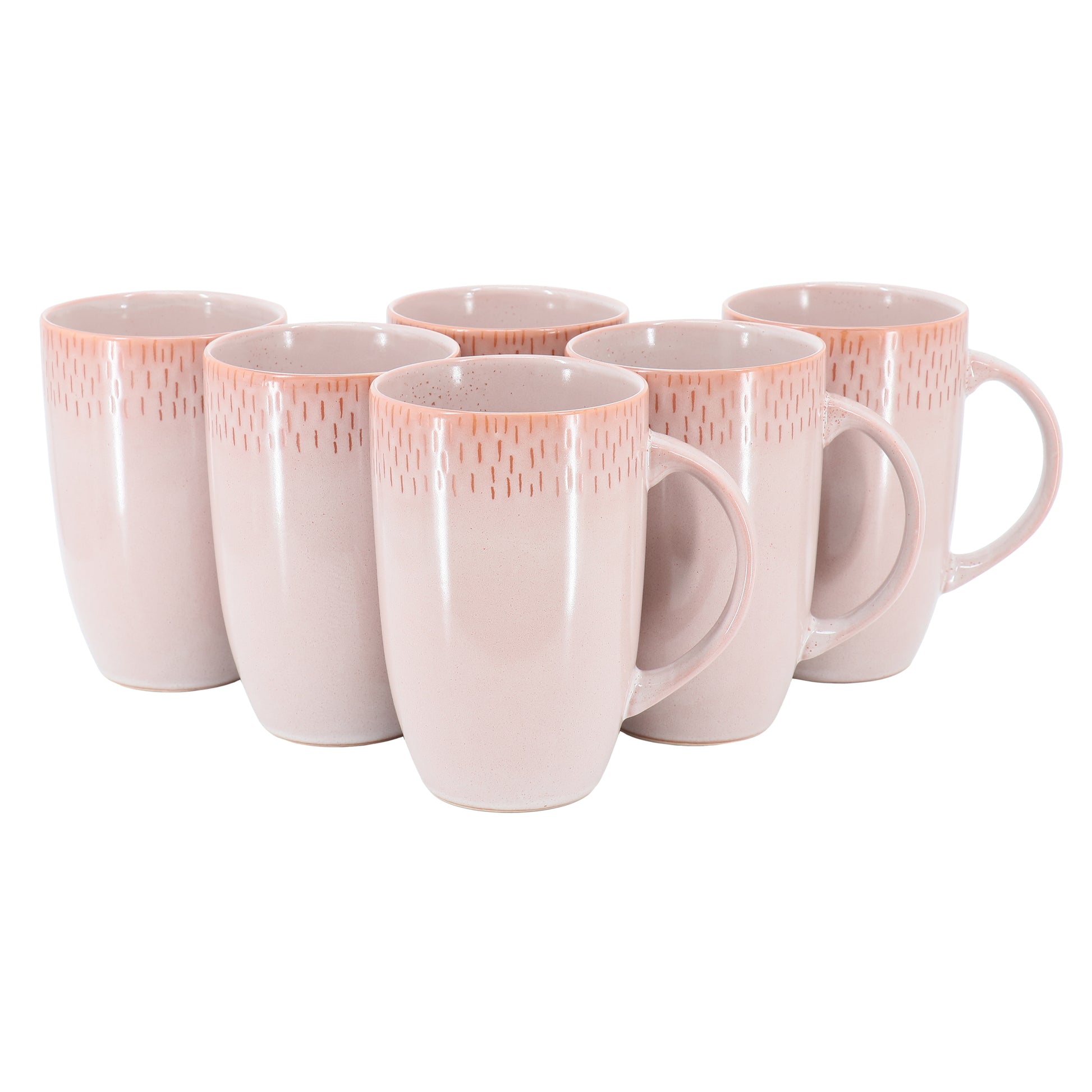Meritage Jasper 6 Piece 22 oz Stoneware Tall Latte Cup Set in Beige