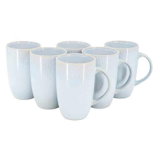 Meritage Jasper 6 Piece 22 oz Stoneware Tall Latte Cup Set in Ski Blue