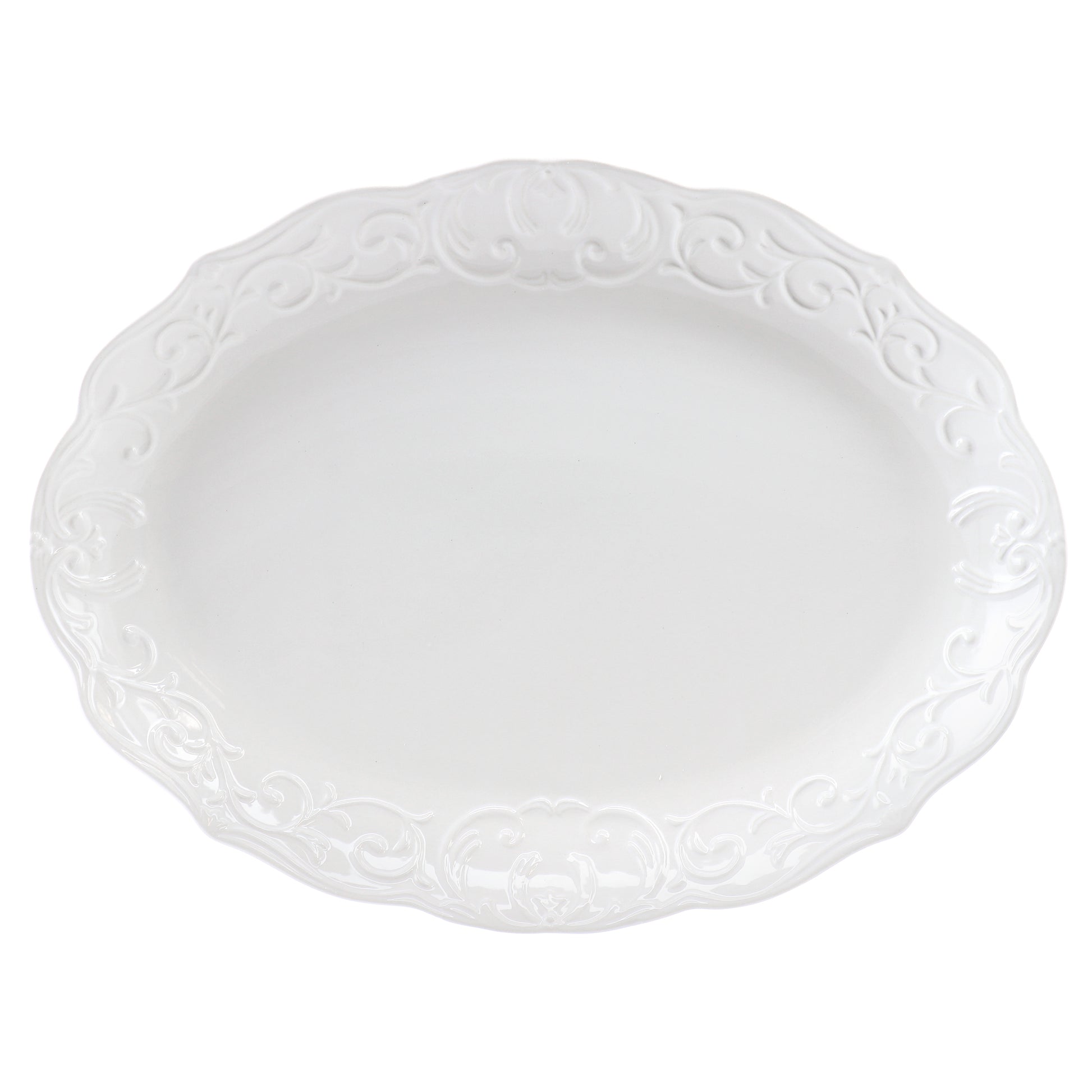 Gibson Home Bountiful Joy 18.75 x 14" Durastone Oval Platter in White