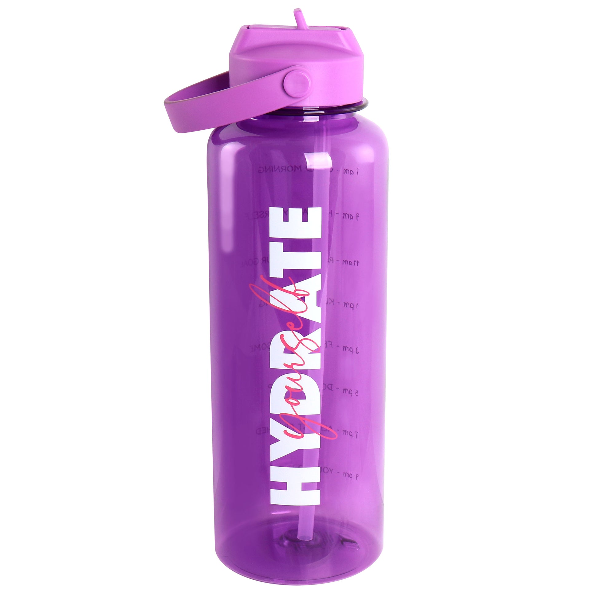 Gibson Home Brever 50oz Hydrate Yourself Hourly Motivation Water Bottle in Purp