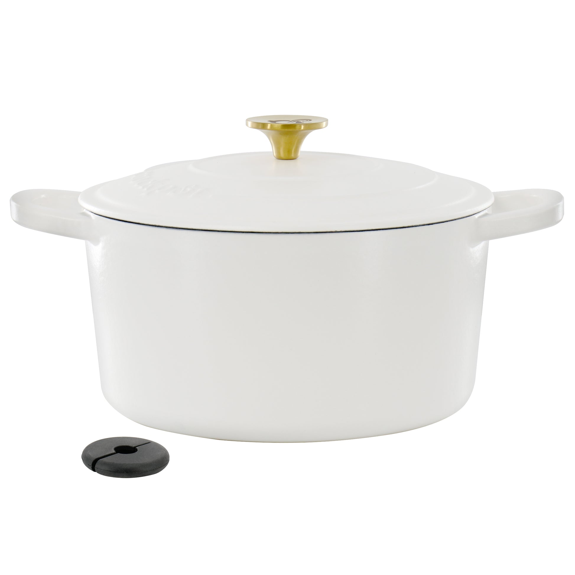 Crockpot Artisan 6 Qt Enameled Cast Iron Dutch Oven in Matte Linen w Gold Handl