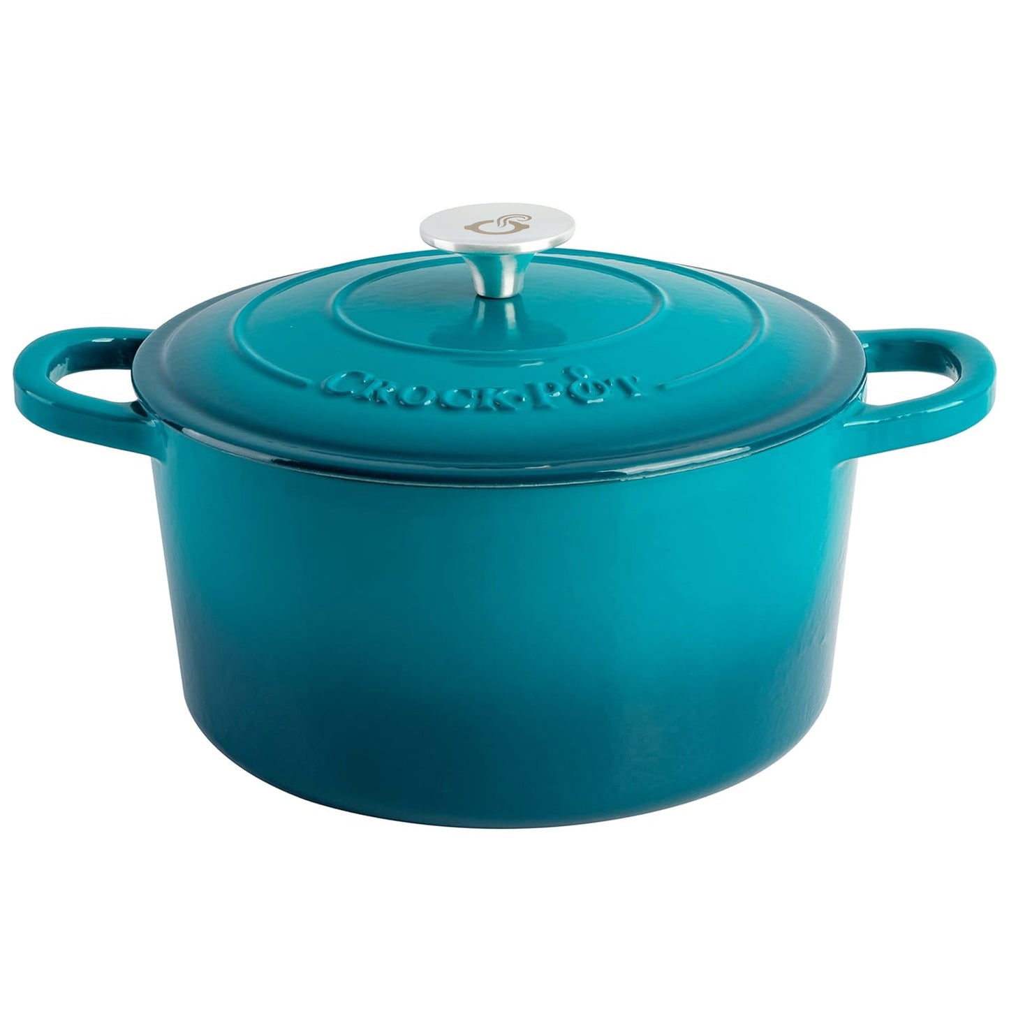 Crockpot Artisan 7 Quart Round Enameled Cast Iron Dutch Oven w Lid in Teal