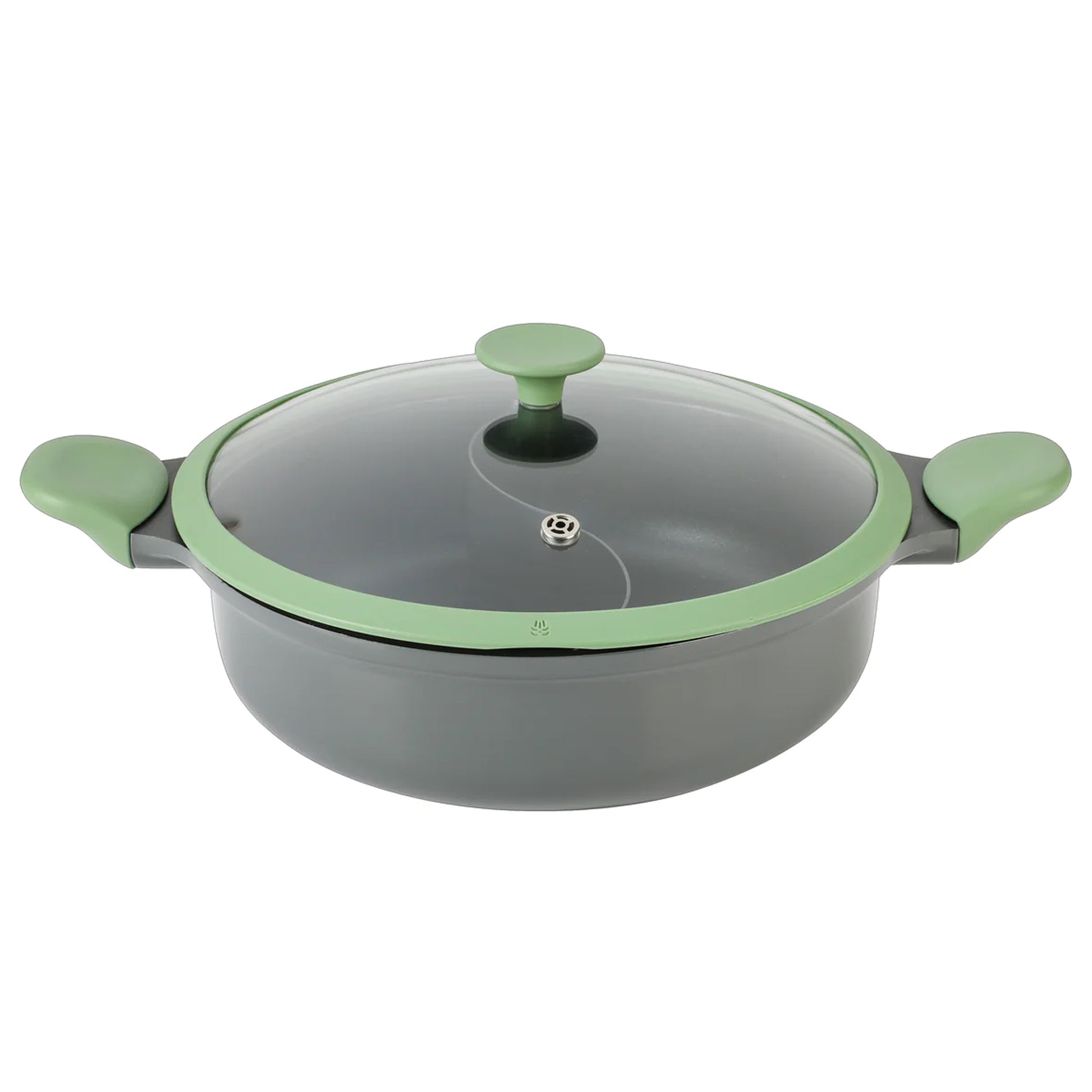 Kenmore Theodore 6.5 Qt Nonstick Cast Aluminum Divided Hot Pot Pan w Lid