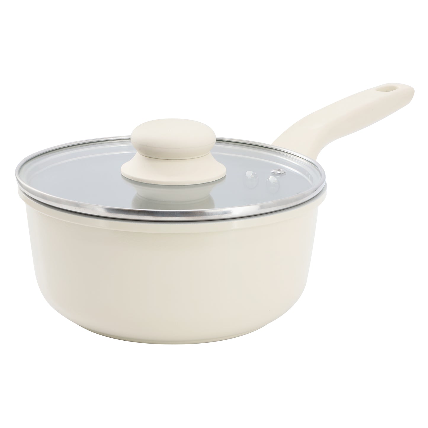 Gibson Home Barnsdall 2 Quart Ceramic Nonstick Aluminum Saucepan in Ivory w Lid
