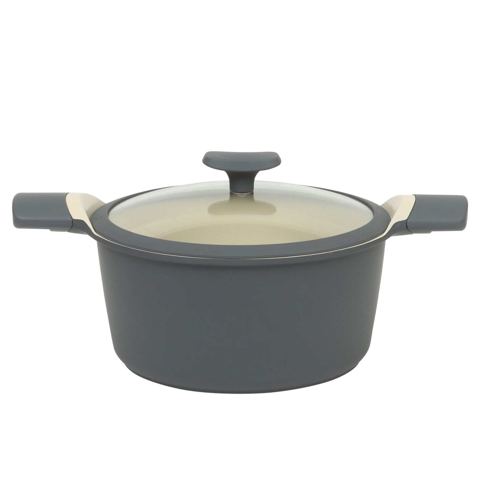 Oster Rooney 5 Quart Ceramic Nonstick Cast Aluminum Dutch Oven w Lid in Grey
