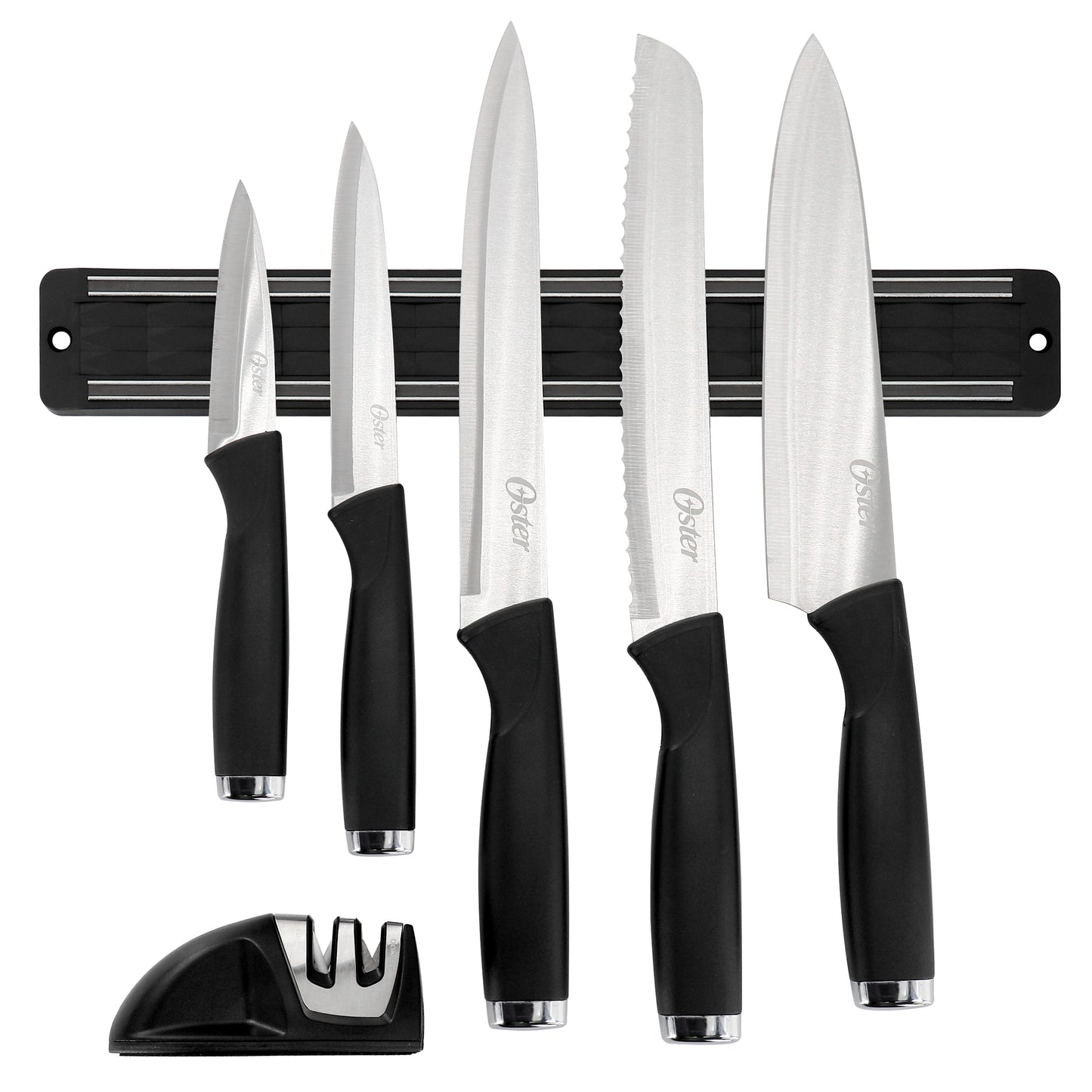 Oster Bridgewall 7 Piece Magnetic Wall Mounted Stainless Steel Cutlery Set in B